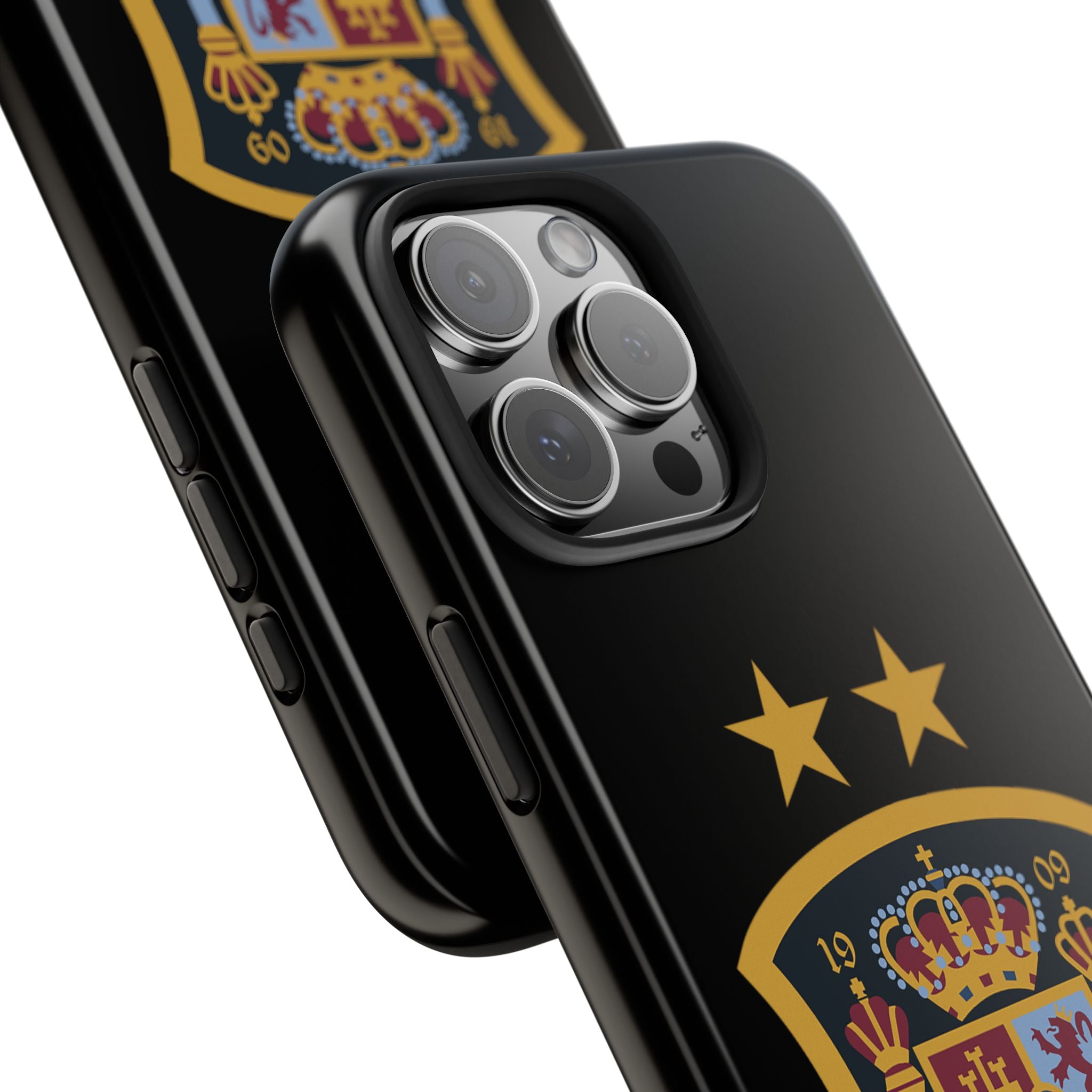 Spain Soccer Crest Tough Phone Case  Black Protective iPhone Case with Two Stars