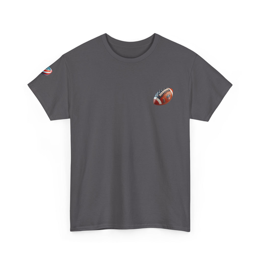 Skull Helmet Football Tee — Grunge Athletic Graphic T‑Shirt