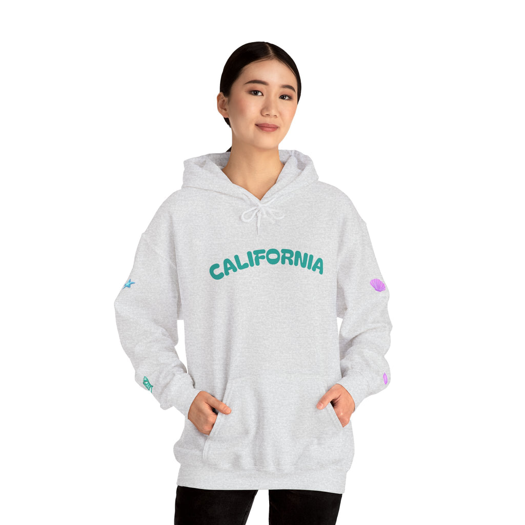 California Palm Tree Hoodie | Beach Island Graphic, Sleeve Icons