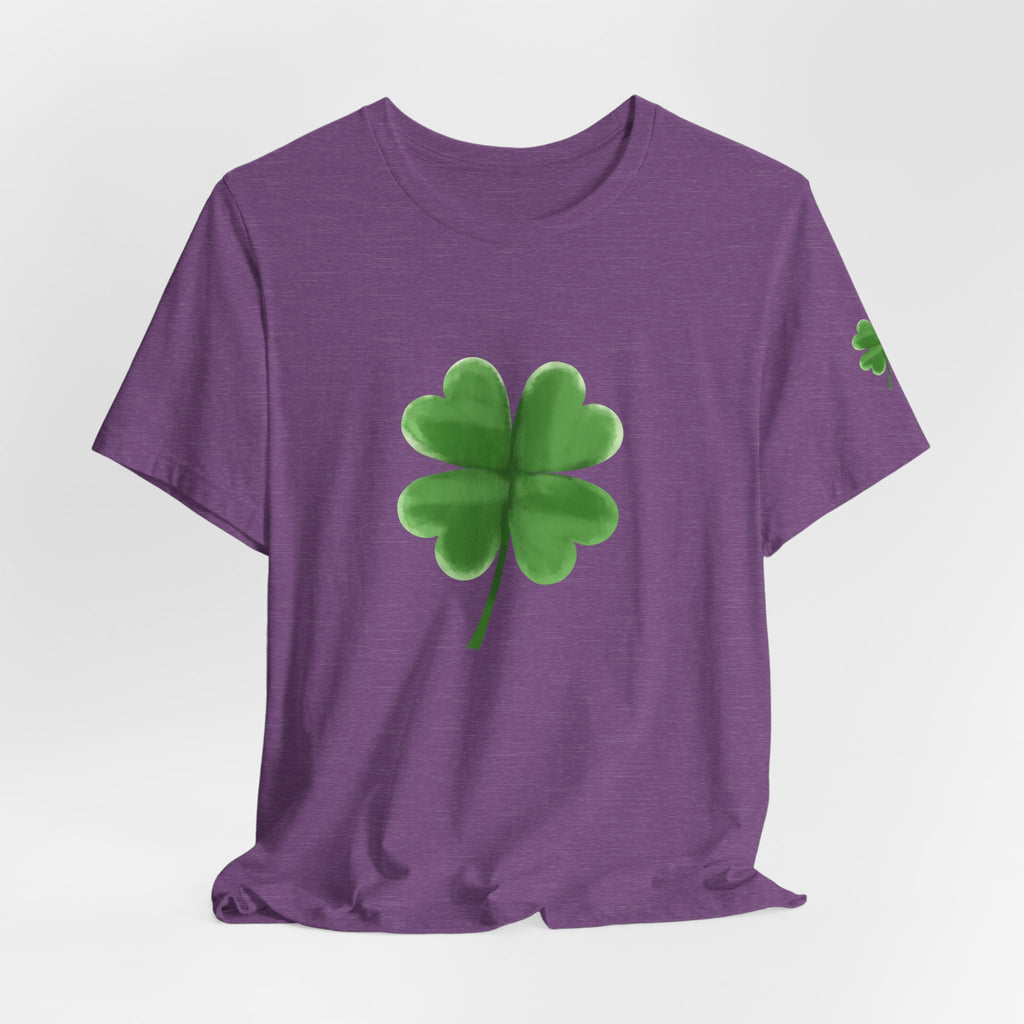 Green Four-Leaf Clover T-Shirt  Lucky Shamrock Tee