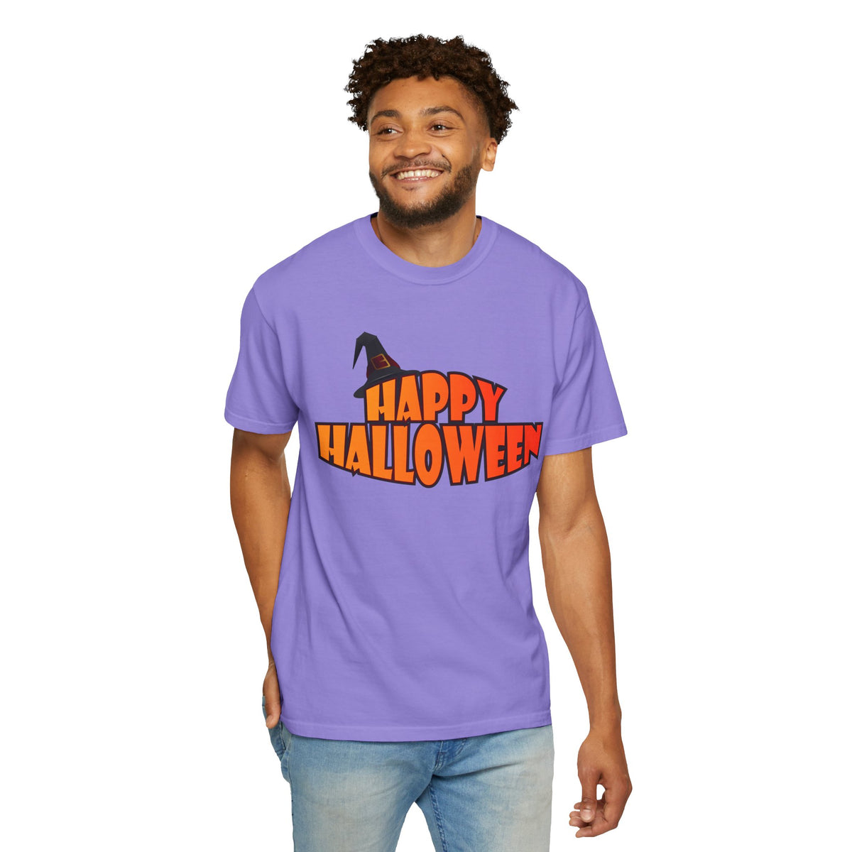 Halloween Icons T-Shirt — "Happy Halloween" Graphic Tee with Spooky Back Illustrations