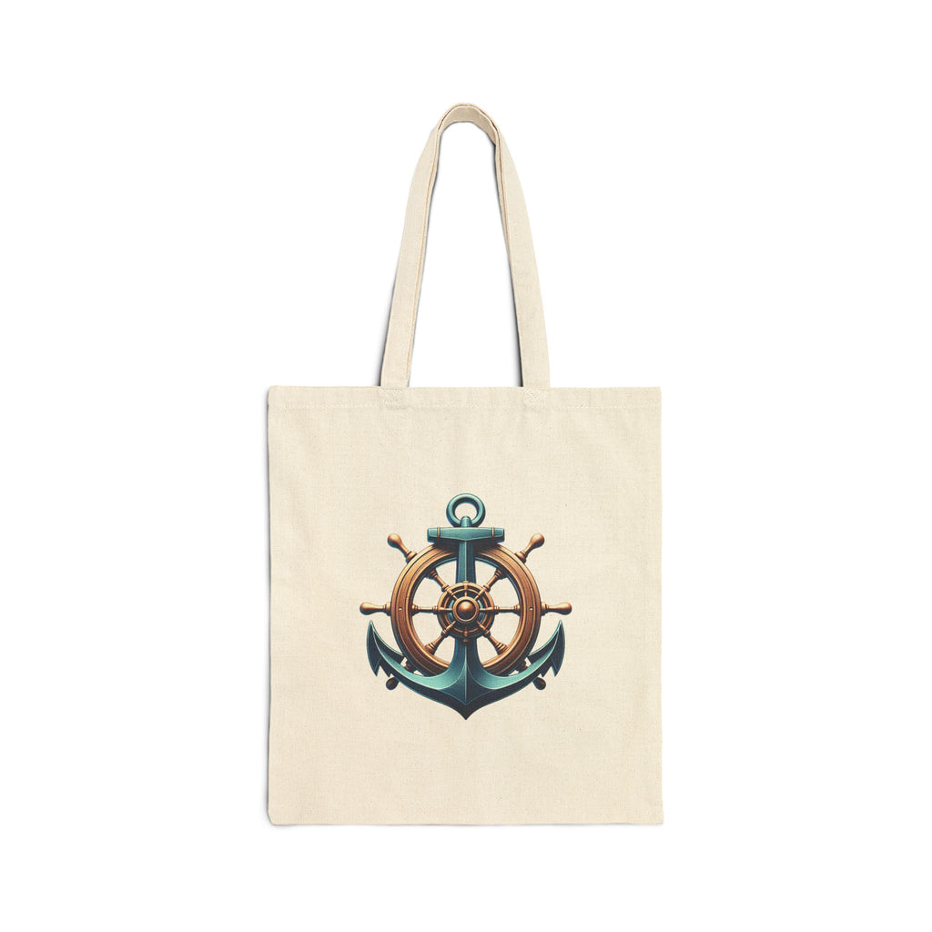Pirate Skull & Anchor Canvas Tote Bag — Nautical Pirate Beach Shopping Tote