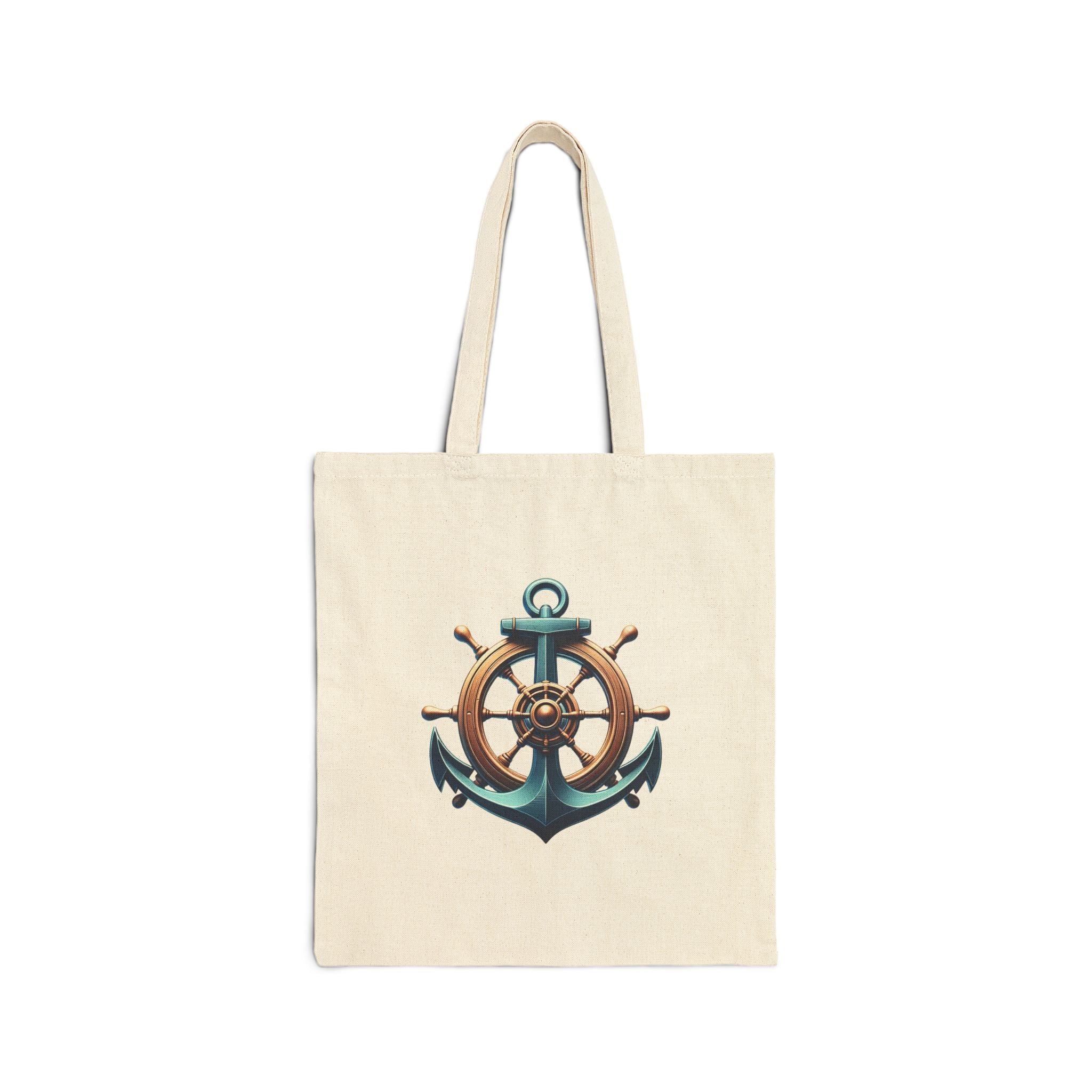 Pirate Skull & Anchor Canvas Tote Bag — Nautical Pirate Beach Shopping Tote