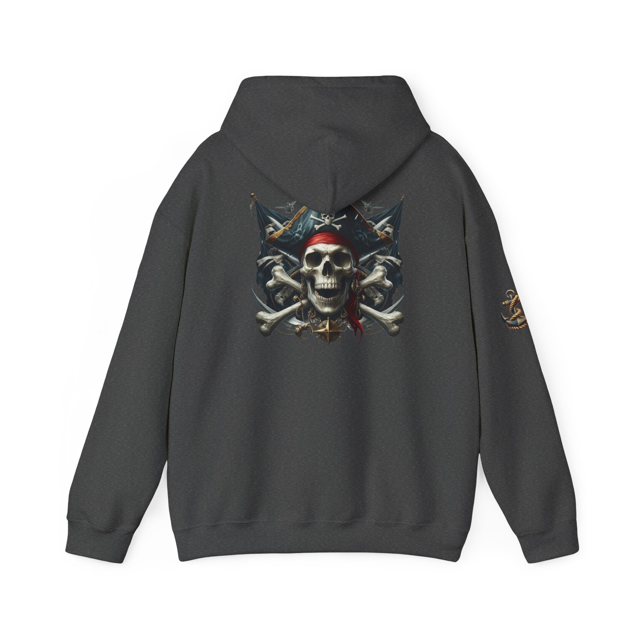 Pirate Skull Anchor Hoodie  Nautical Skull & Crossbones Pullover