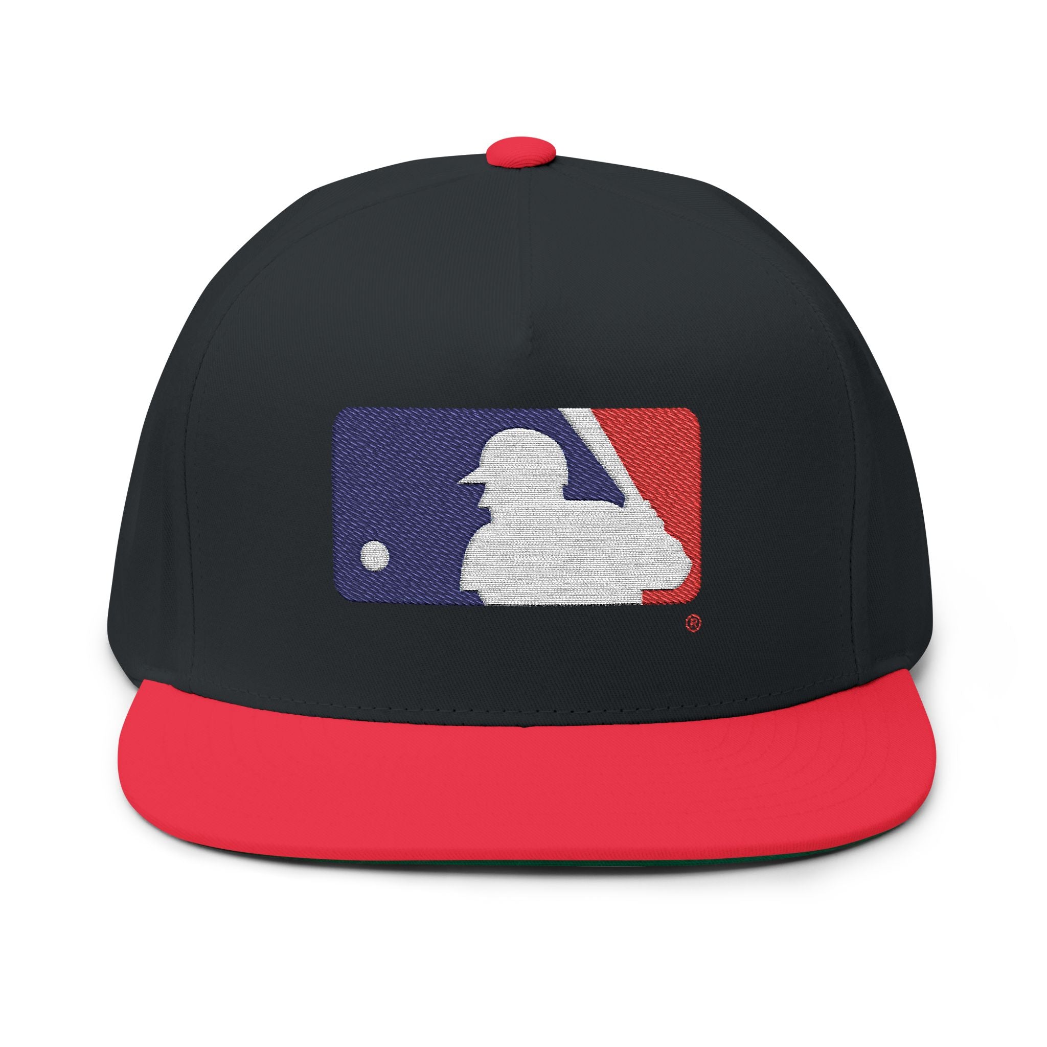 Flat Bill Cap — Embroidered Baseball Logo Snapback