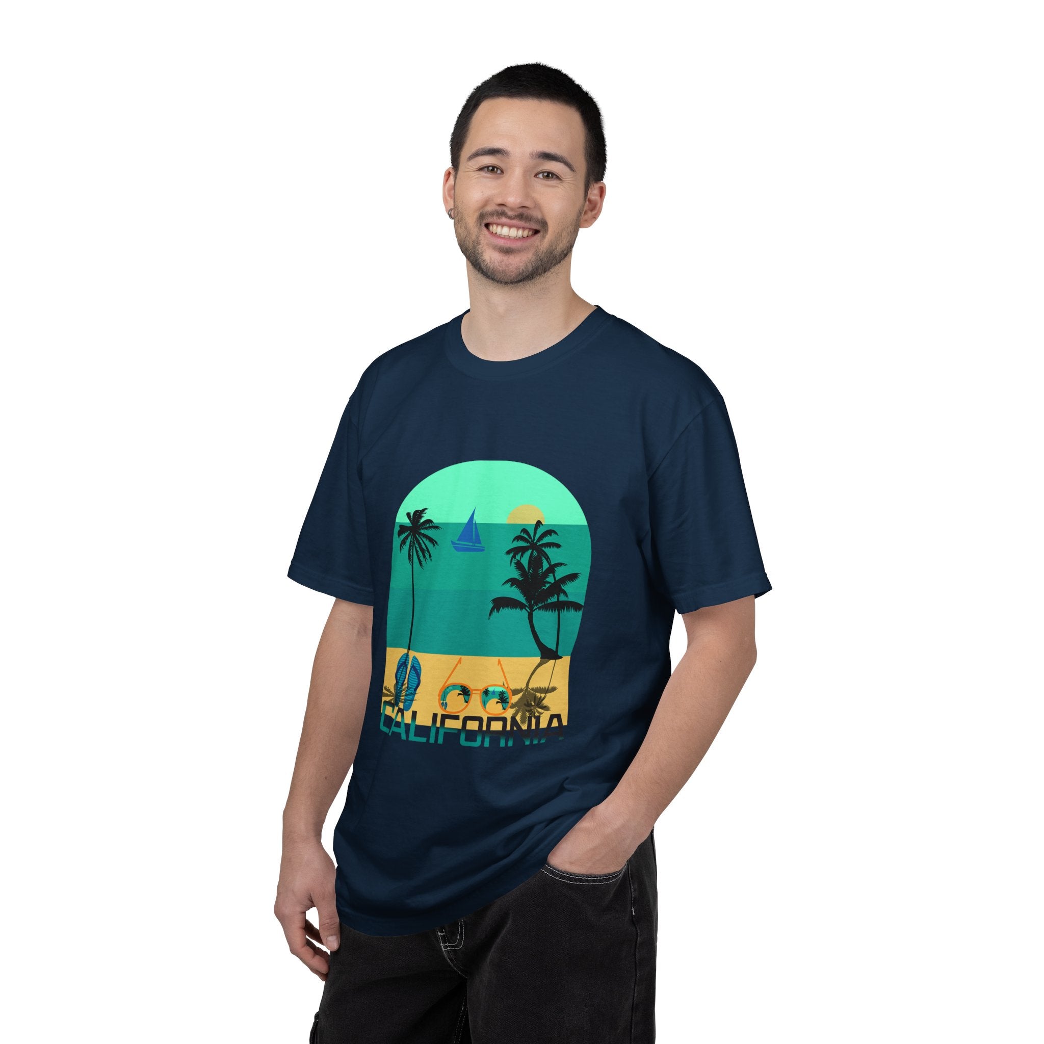 California Beach Surf T-Shirt  Retro Palm Trees & ‘SURFING’ Graphic