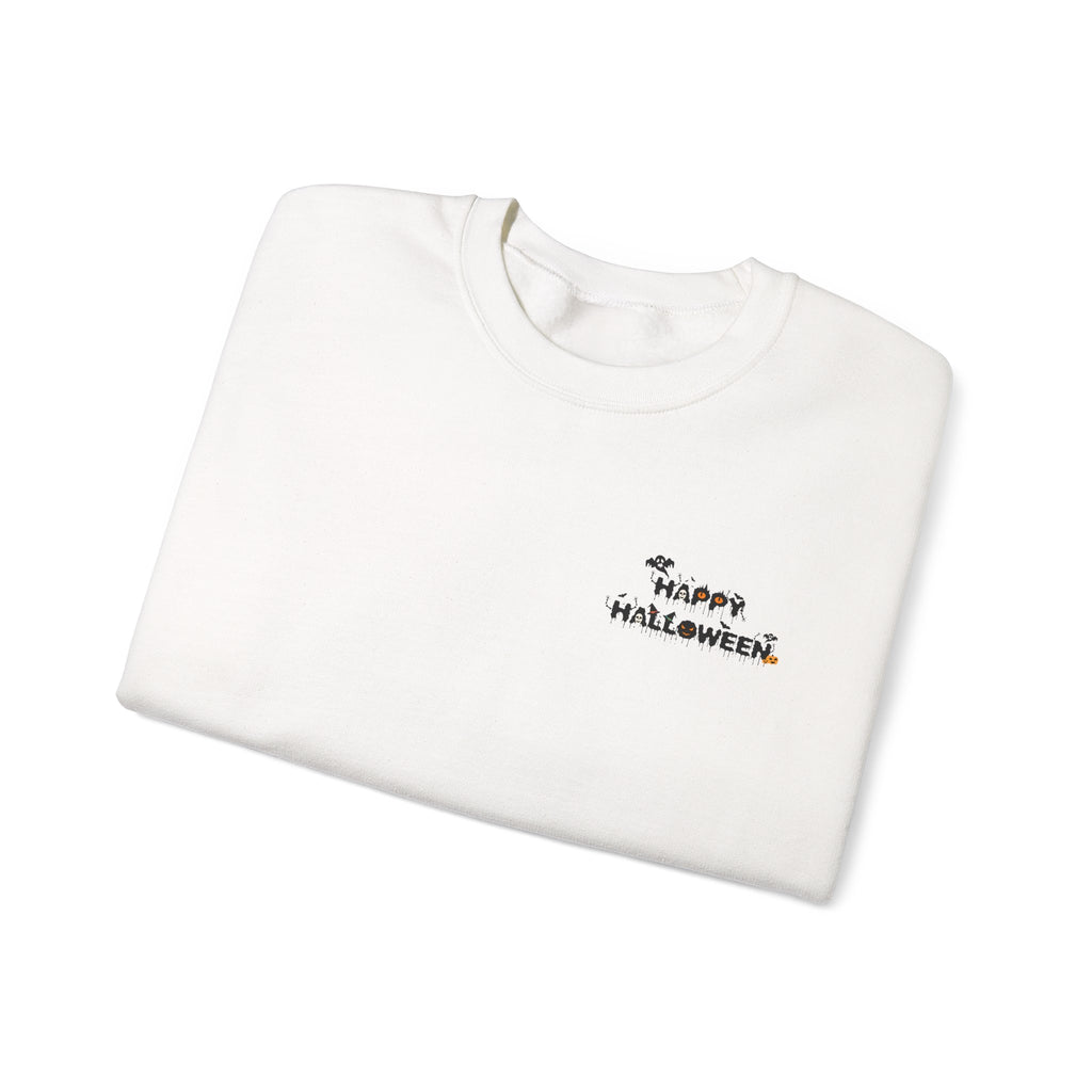 Halloween Candy Crewneck Sweatshirt — 'Happy Halloween' Jack-o'-Lantern & Candy Design