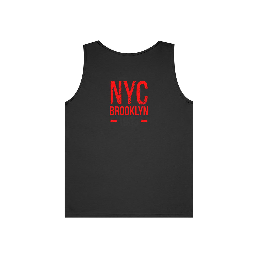 NYC Brooklyn Tank Top  Minimal Yankees Logo Front, Red NYC Back Streetwear