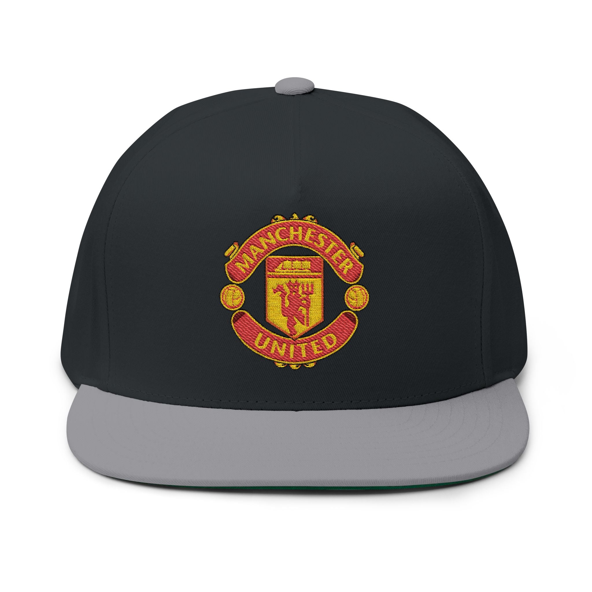 Embroidered Flat Bill Cap Manchester United Crest Snapback