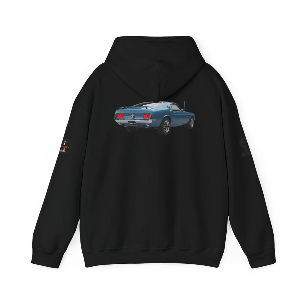 Classic Mustang Hoodie  Vintage Blue Pony Car Pullover