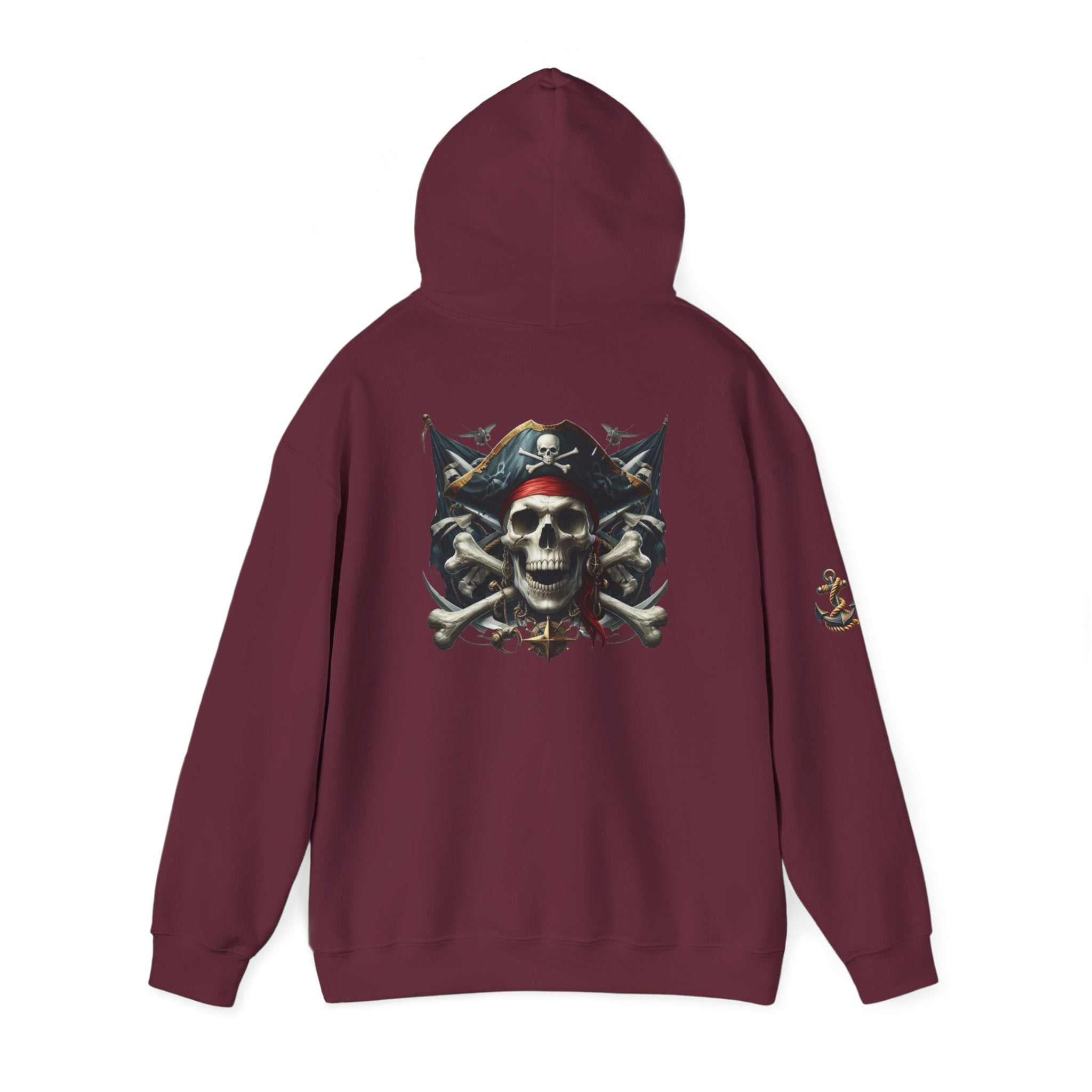 Pirate Skull Anchor Hoodie  Nautical Skull & Crossbones Pullover