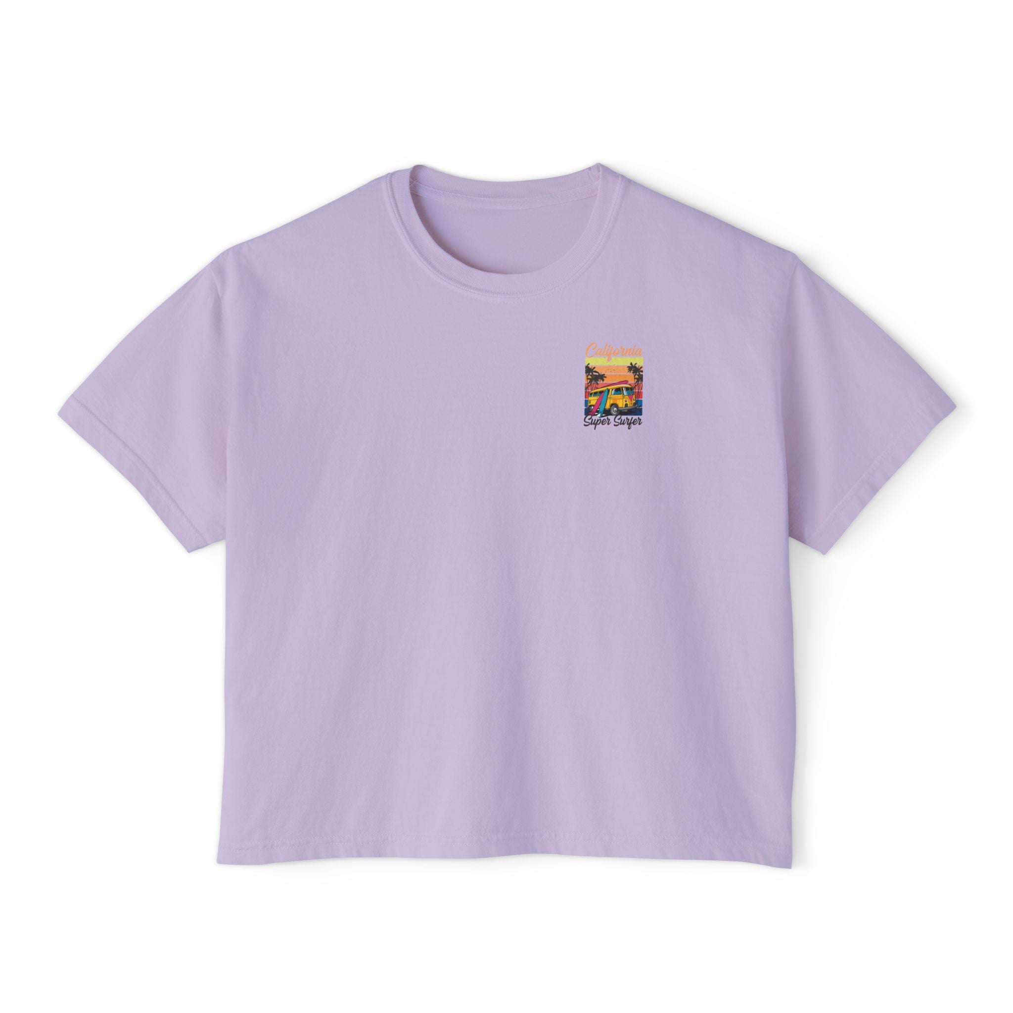 Los Angeles Sunset Women's Boxy Tee  Retro Palm Tree City Graphic