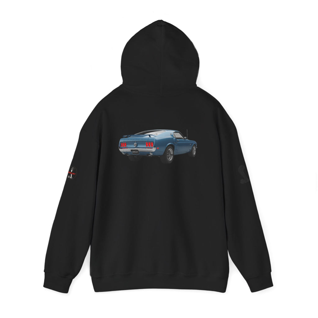Classic Mustang Hoodie  Vintage Blue Pony Car Pullover