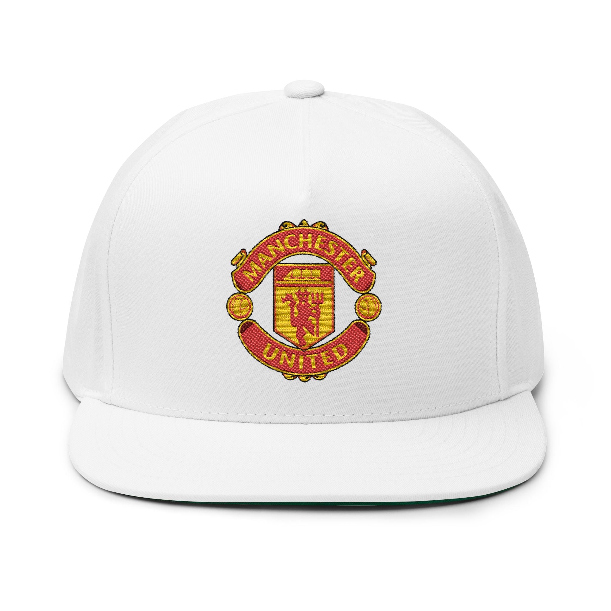 Embroidered Flat Bill Cap Manchester United Crest Snapback