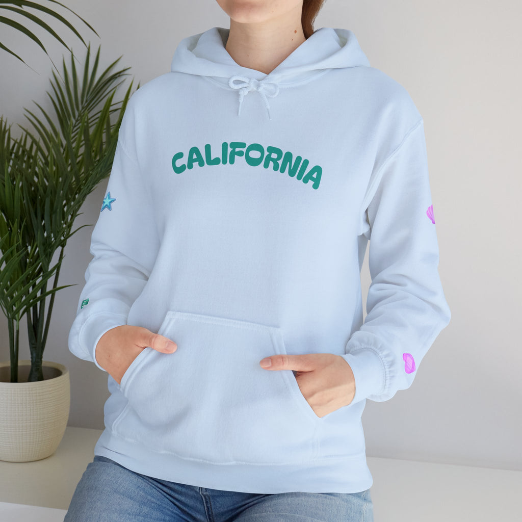 California Palm Tree Hoodie | Beach Island Graphic, Sleeve Icons