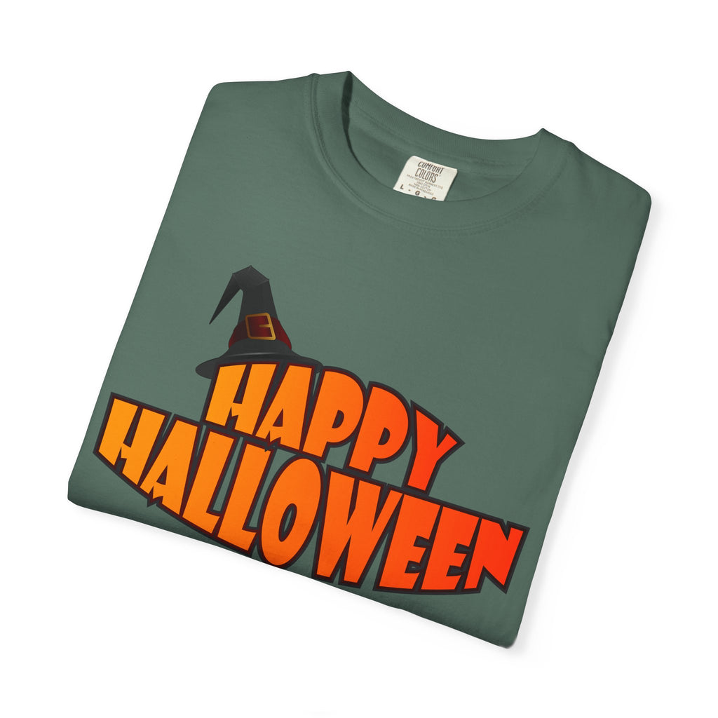 Halloween Icons T-Shirt — "Happy Halloween" Graphic Tee with Spooky Back Illustrations