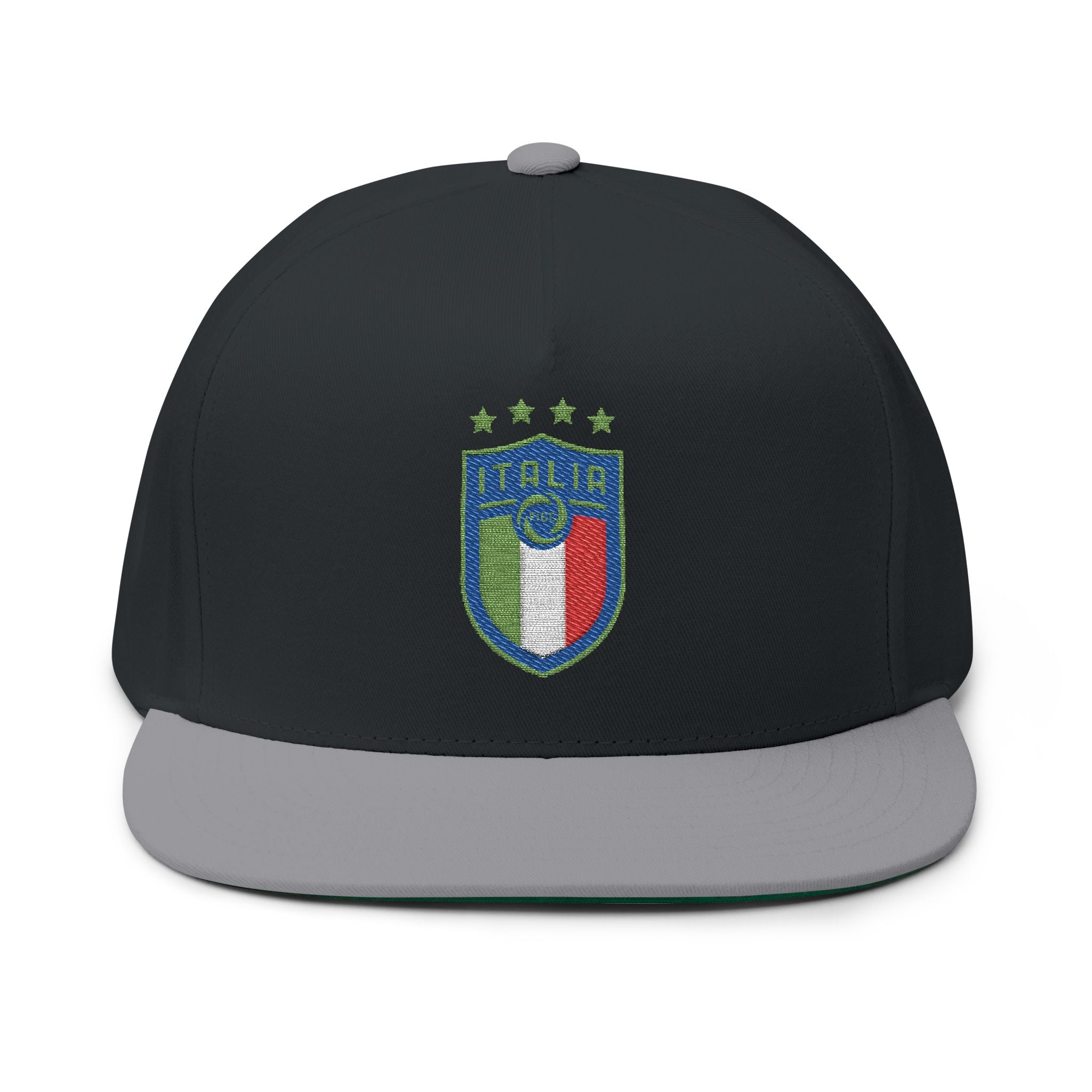 Italy Crest Embroidered Flat Bill Cap