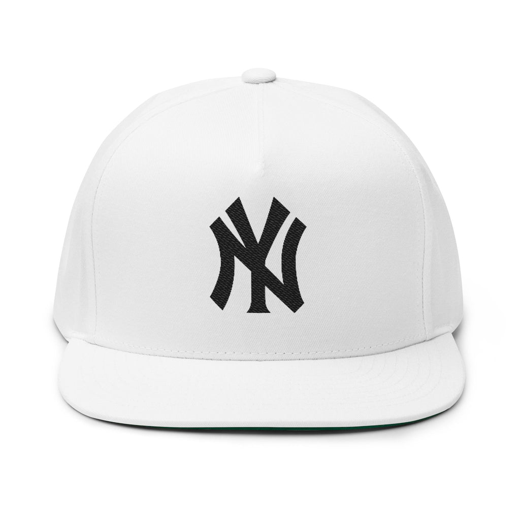 Embroidered Flat Bill Cap  Classic NY Logo Snapback