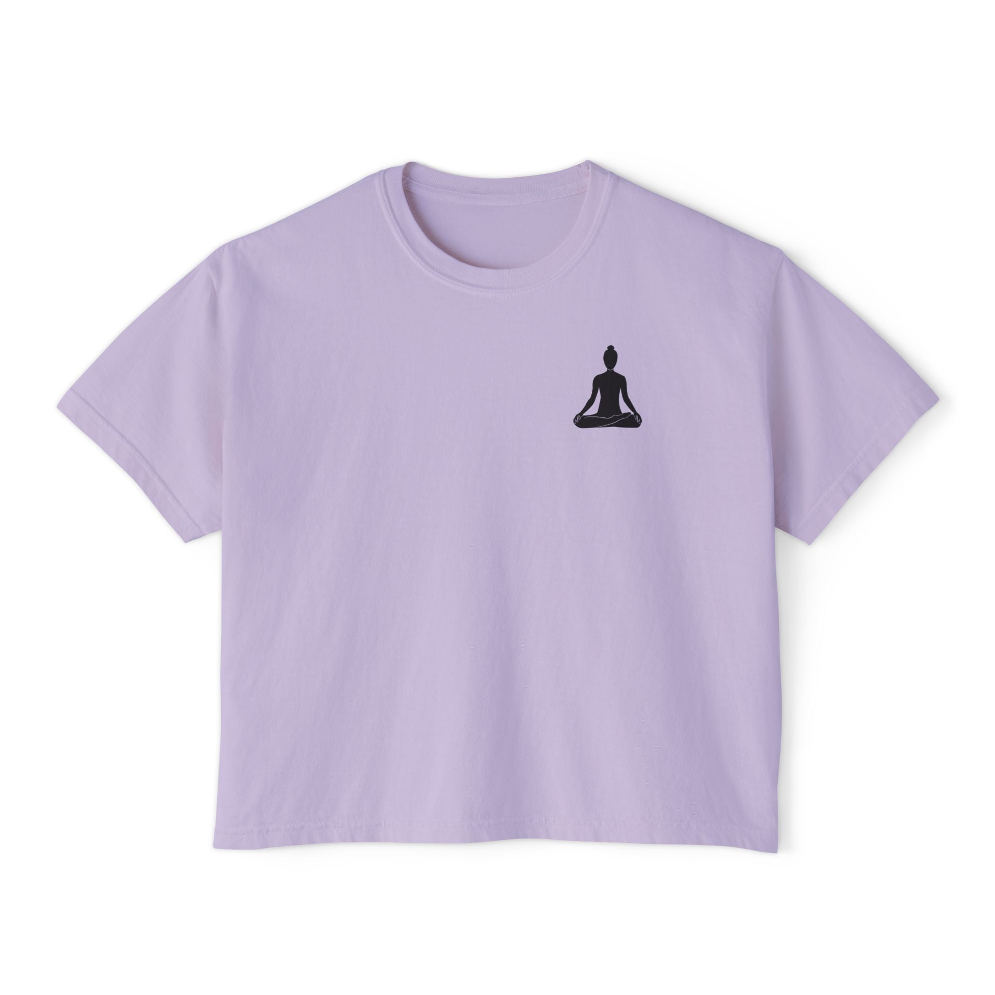 Women's Boxy Tee - 'Time For Yoga' Minimal Yoga Silhouette T-Shirt