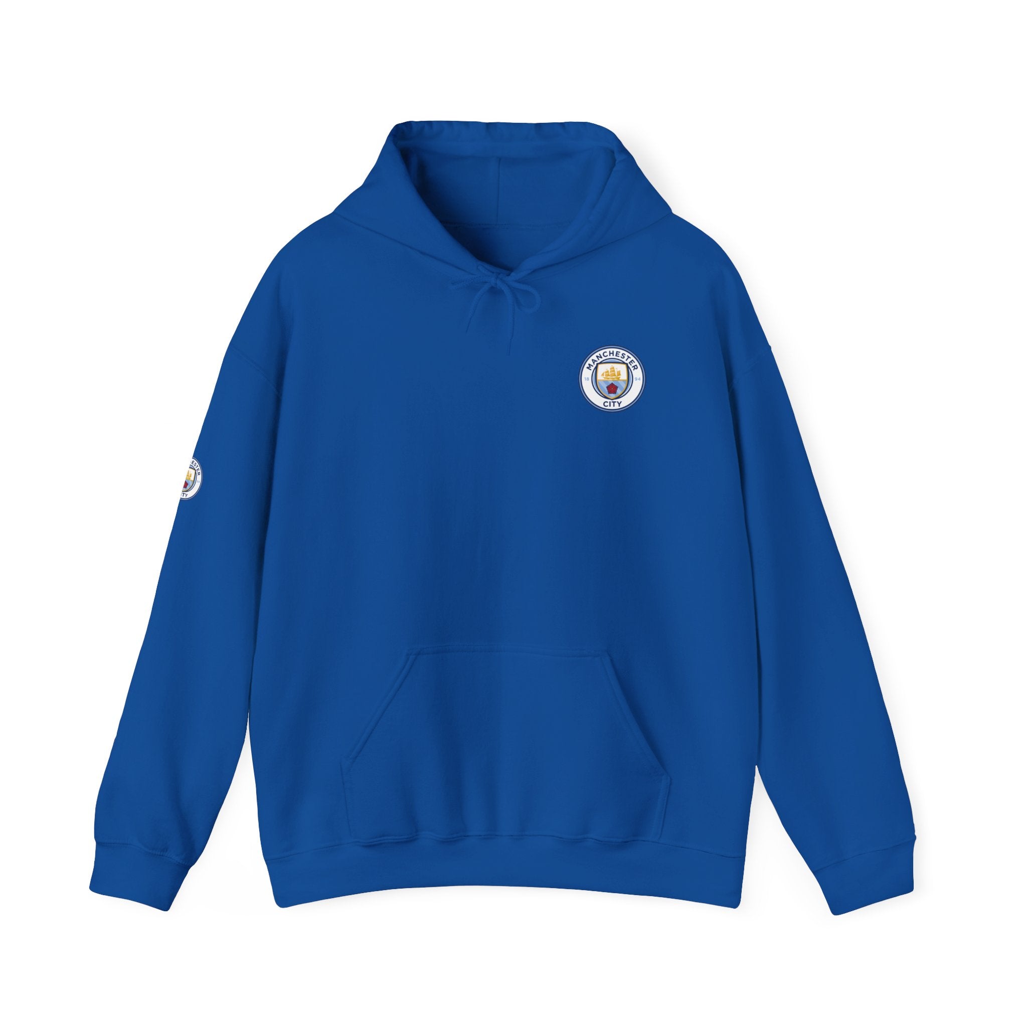 Manchester City Hoodie — Minimal Crest Logo Back Text Pullover