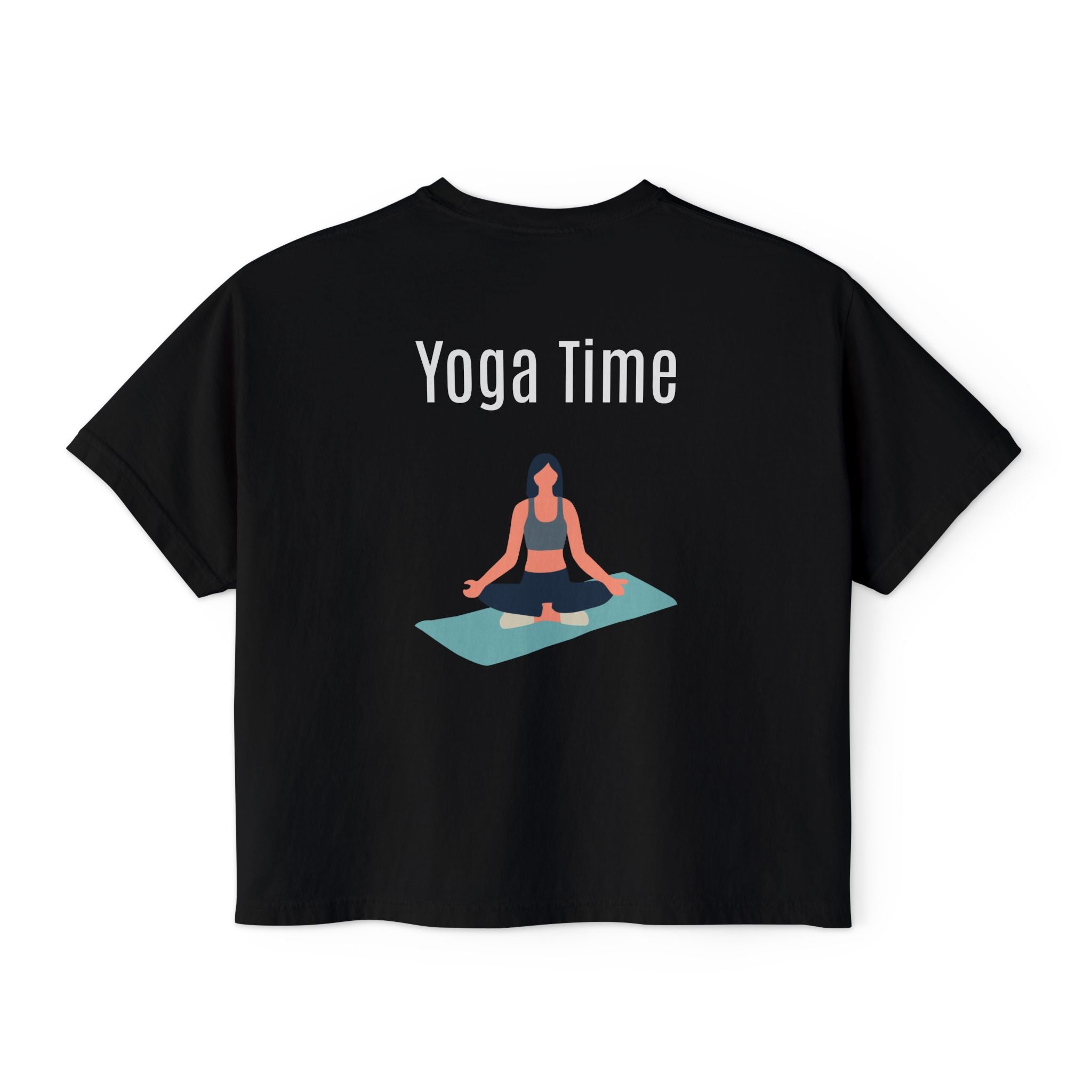 Yoga Time Boxy Tee — Women’s Cropped Yoga T‑Shirt with Lotus Graphic