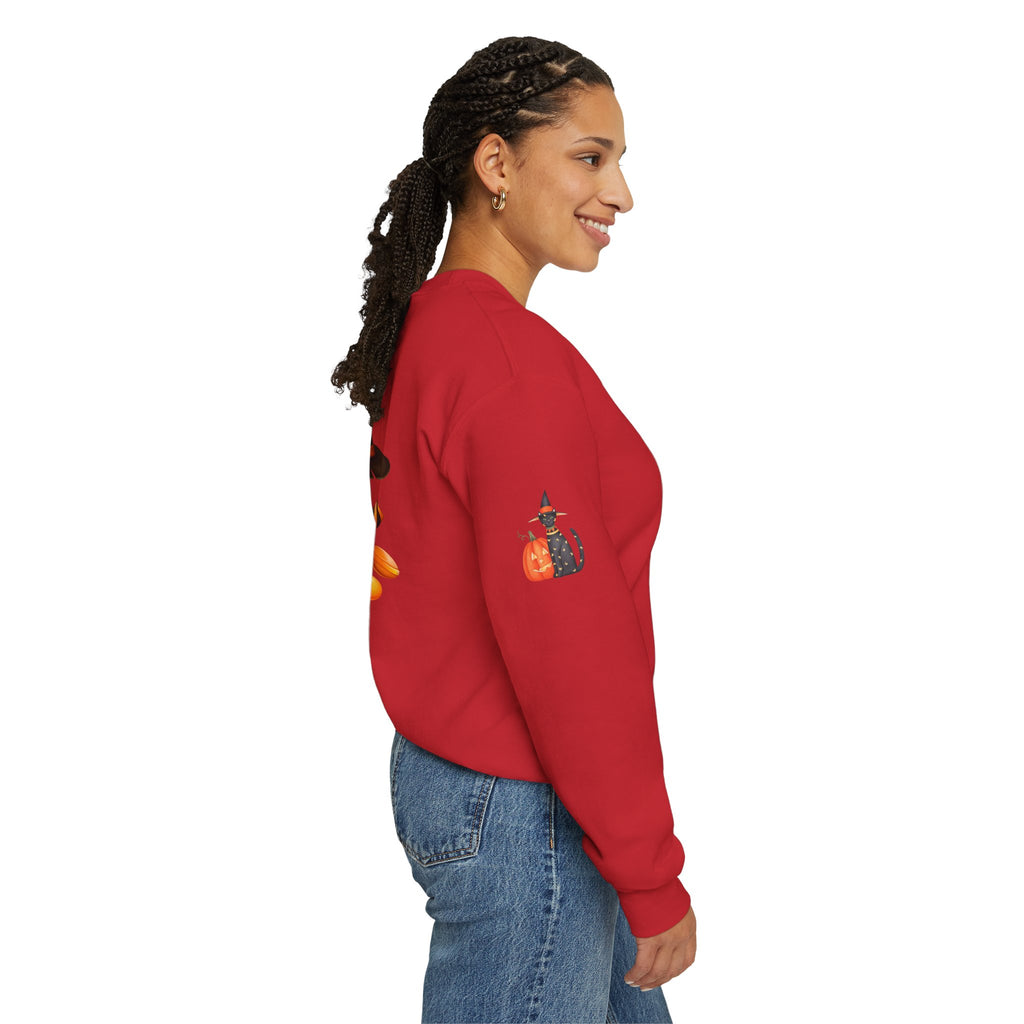 Halloween Candy Crewneck Sweatshirt — 'Happy Halloween' Jack-o'-Lantern & Candy Design