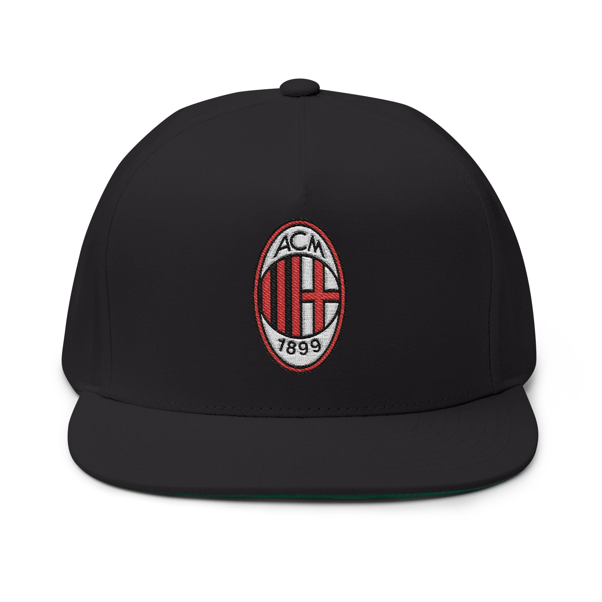 Embroidered Flat Bill Cap AC Milan Crest Snapback