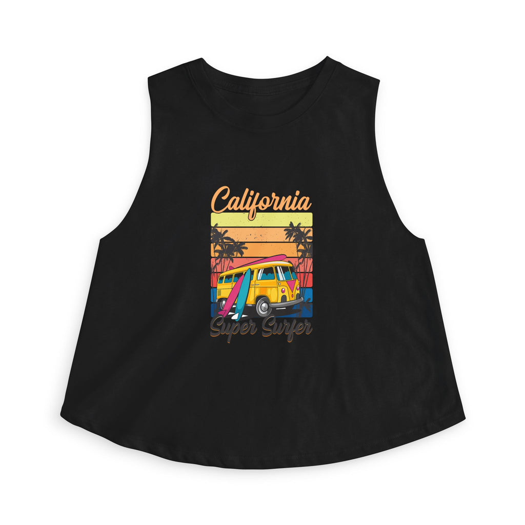 California Super Surfer Crop Top Retro Beach Van Surf Graphic