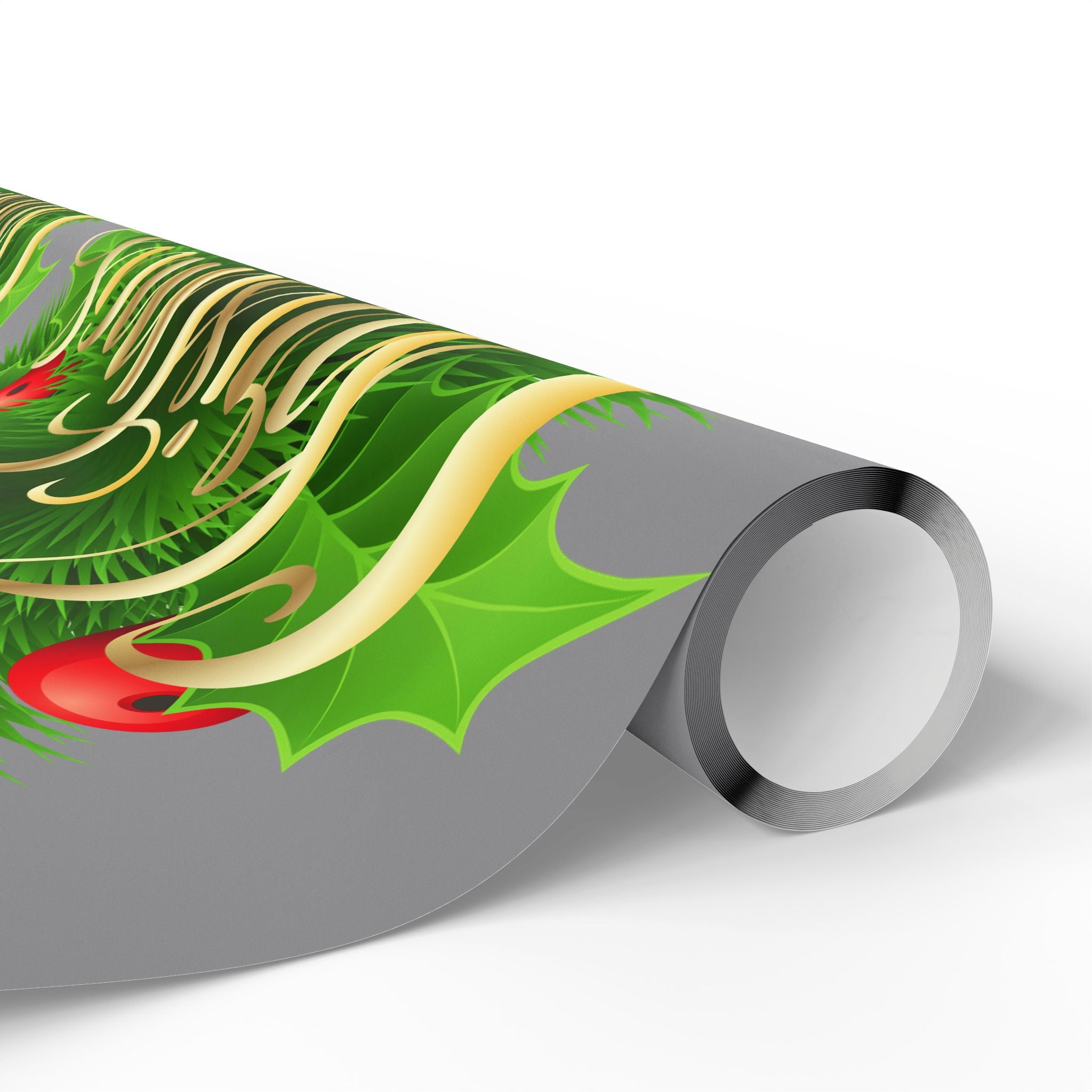 Holly & Berries Wrapping Paper  Holiday Gift Wrap Roll