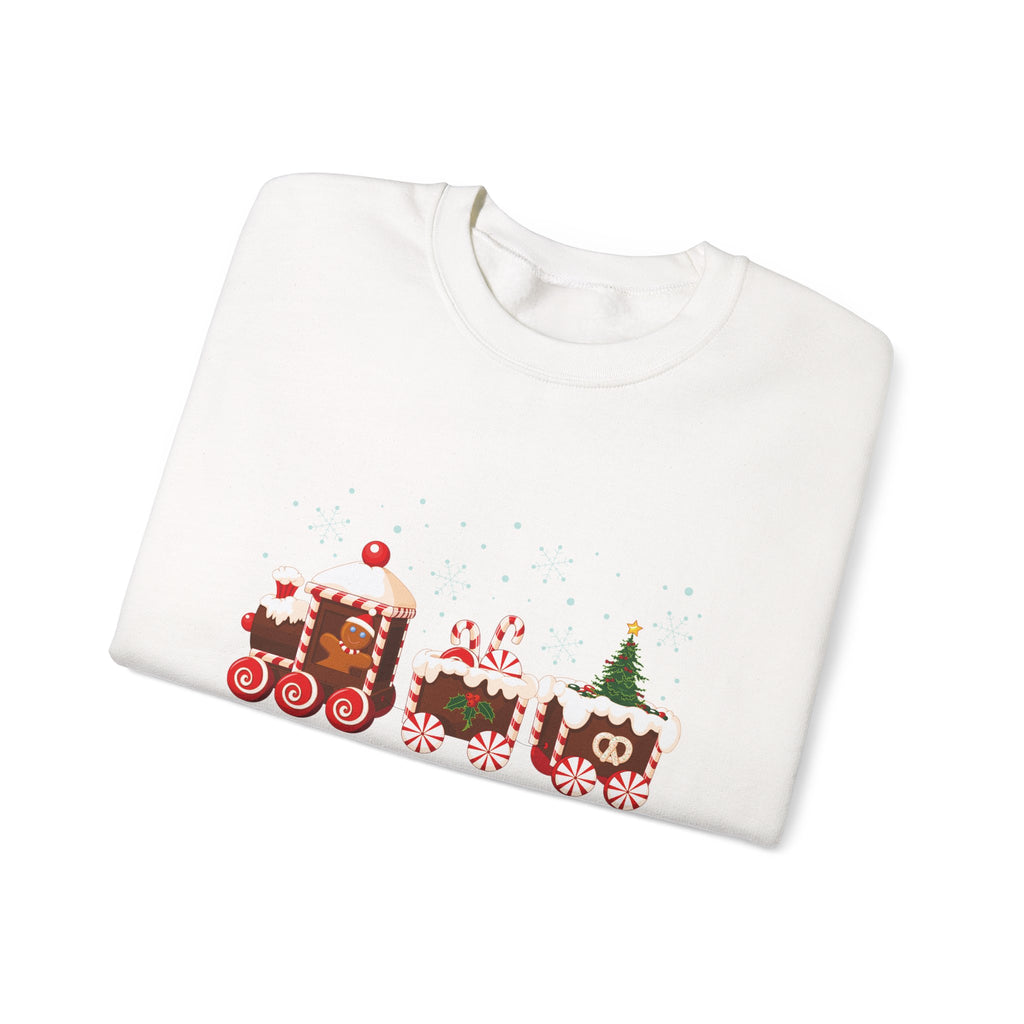 Gingerbread Train crewneck sweatshirt | Merry Christmas back print