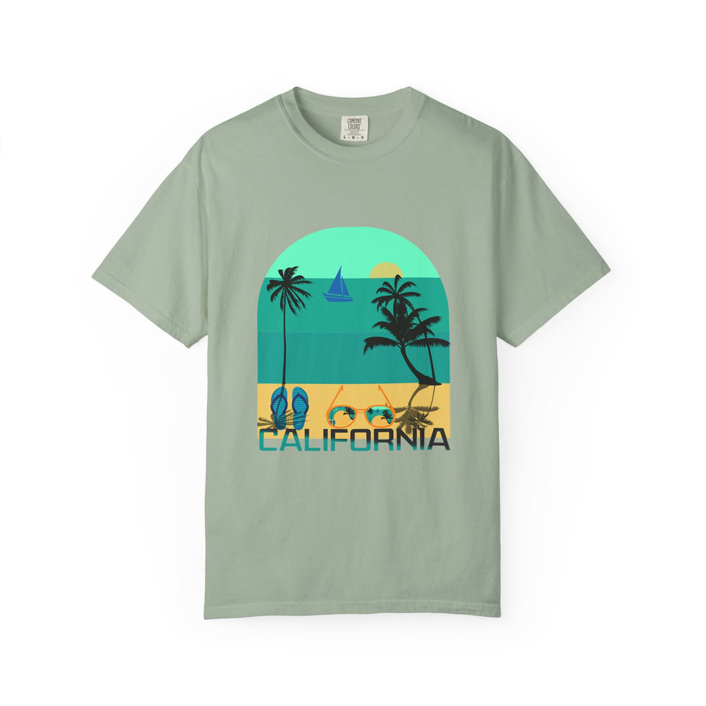 California Beach Surf T-Shirt  Retro Palm Trees & ‘SURFING’ Graphic