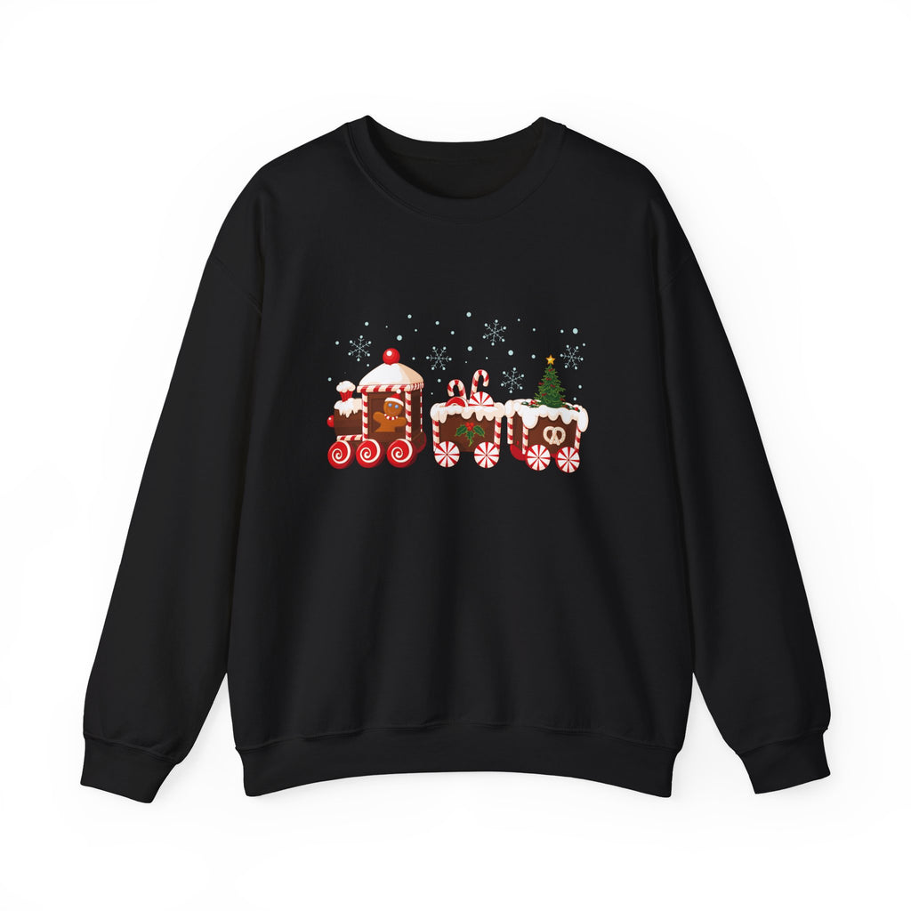 Gingerbread Train crewneck sweatshirt | Merry Christmas back print