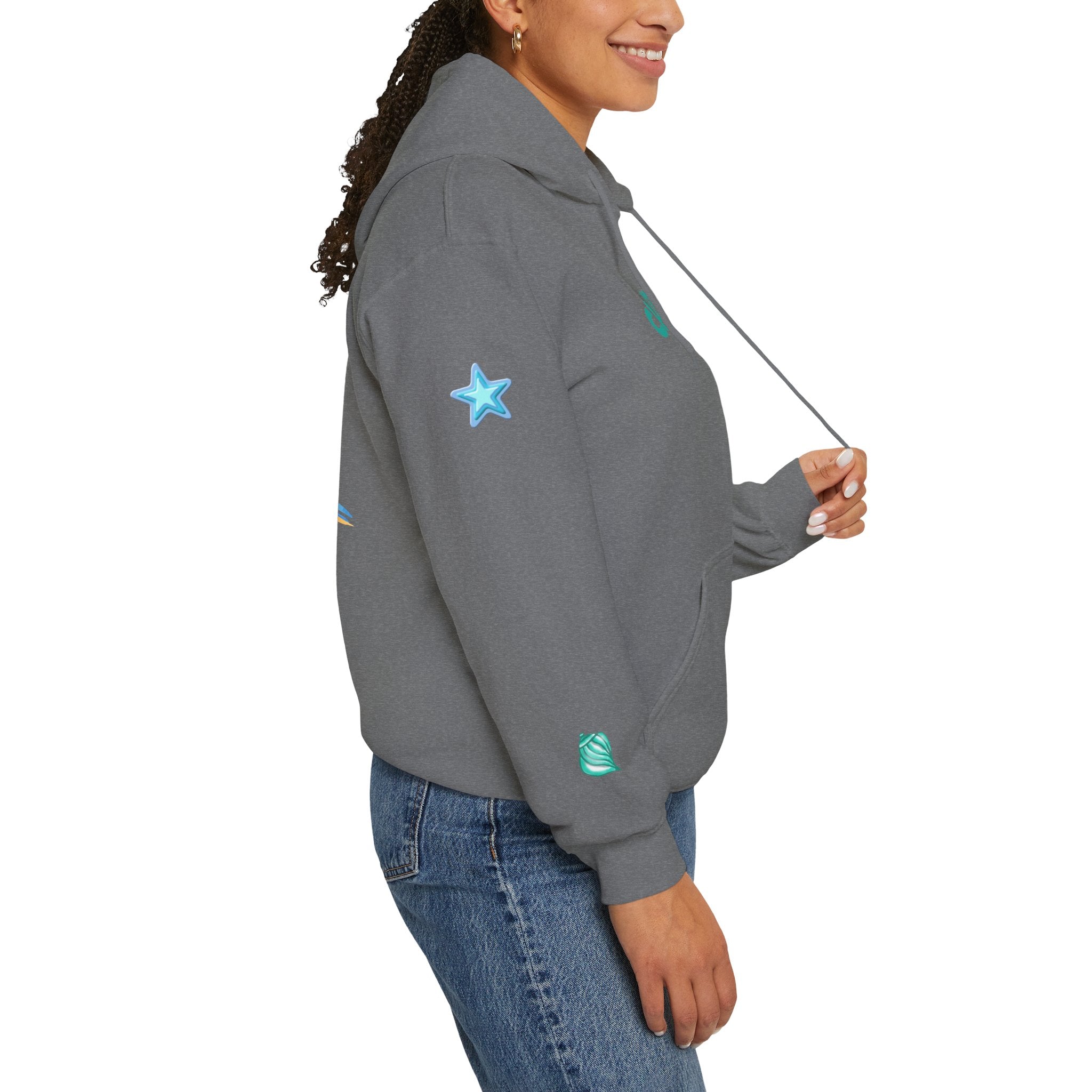 California Palm Tree Hoodie | Beach Island Graphic, Sleeve Icons