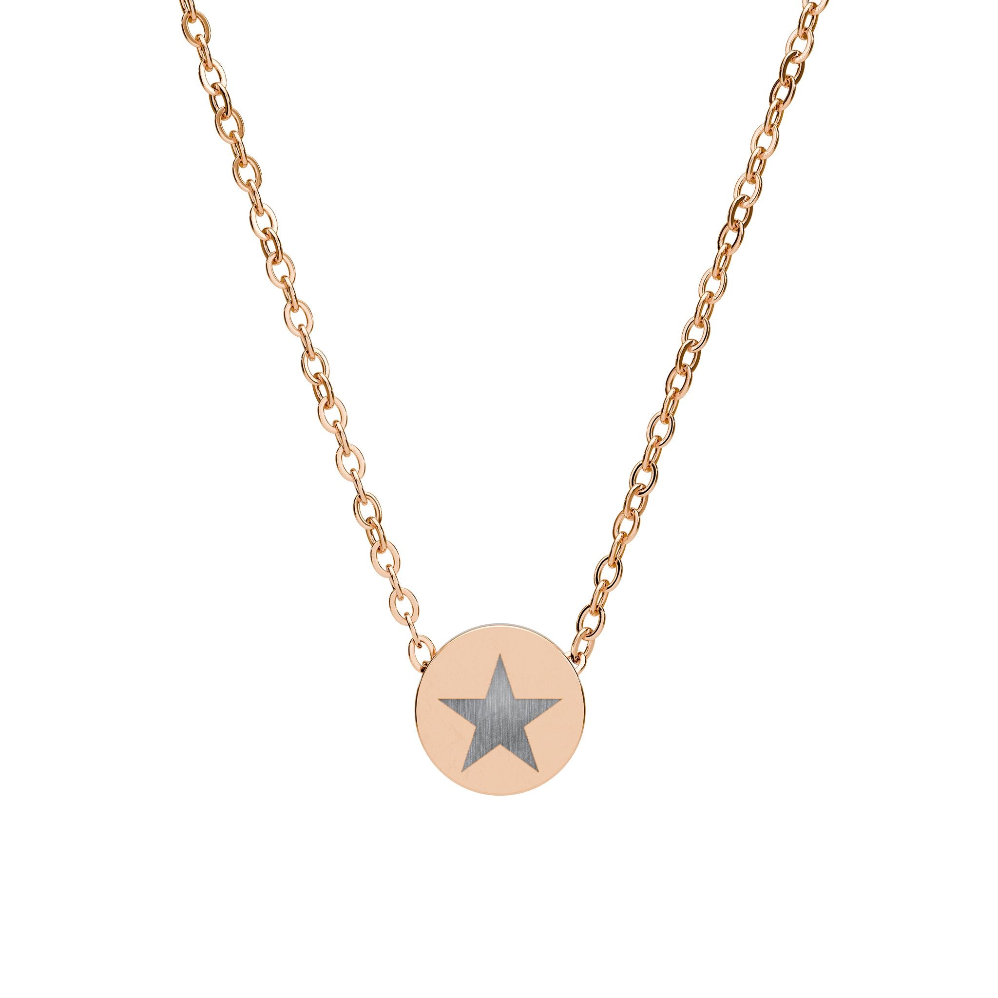 Engraved Mini Circle Necklace Star Pendant Personalized Jewelry