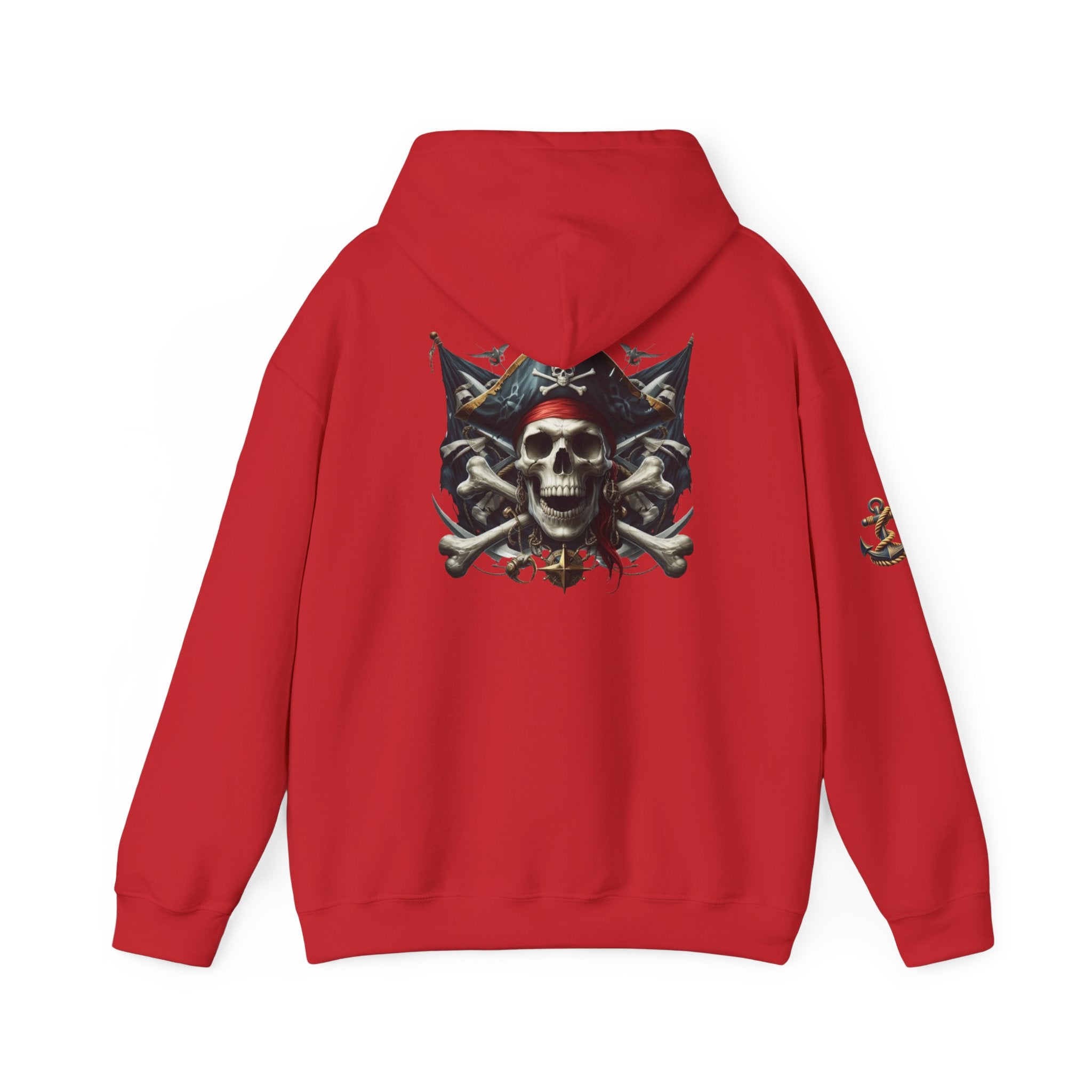 Pirate Skull Anchor Hoodie  Nautical Skull & Crossbones Pullover