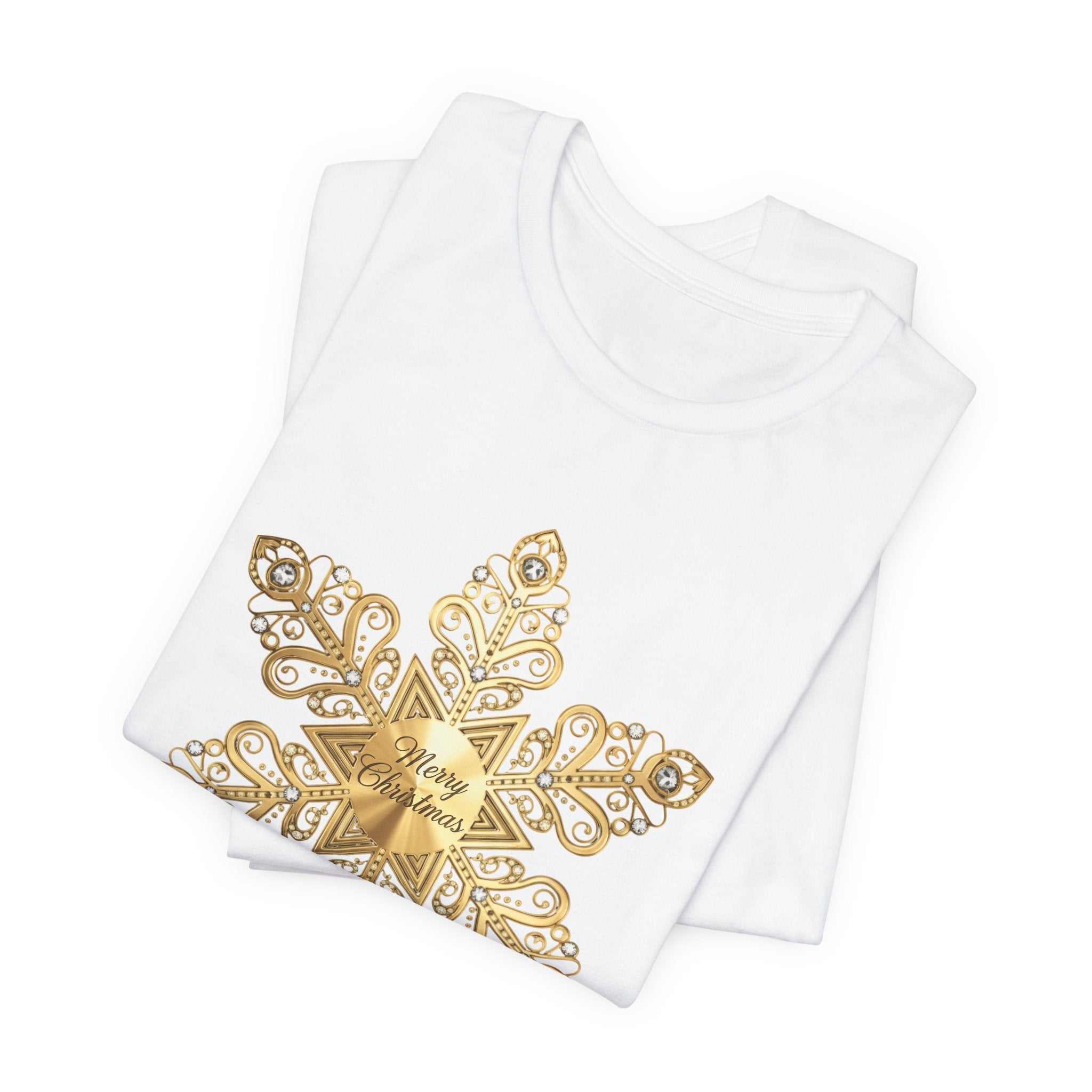 Gold Snowflake Tee Ornate Metallic Snowflake Design