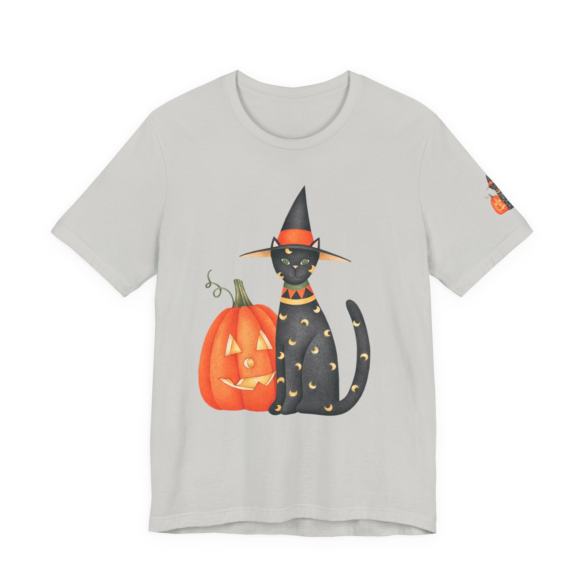 Halloween Cat Tee, Spooky Cat Shirt, Unisex Halloween T-Shirt, Pumpkin Cat Apparel, Halloween Costume Tee