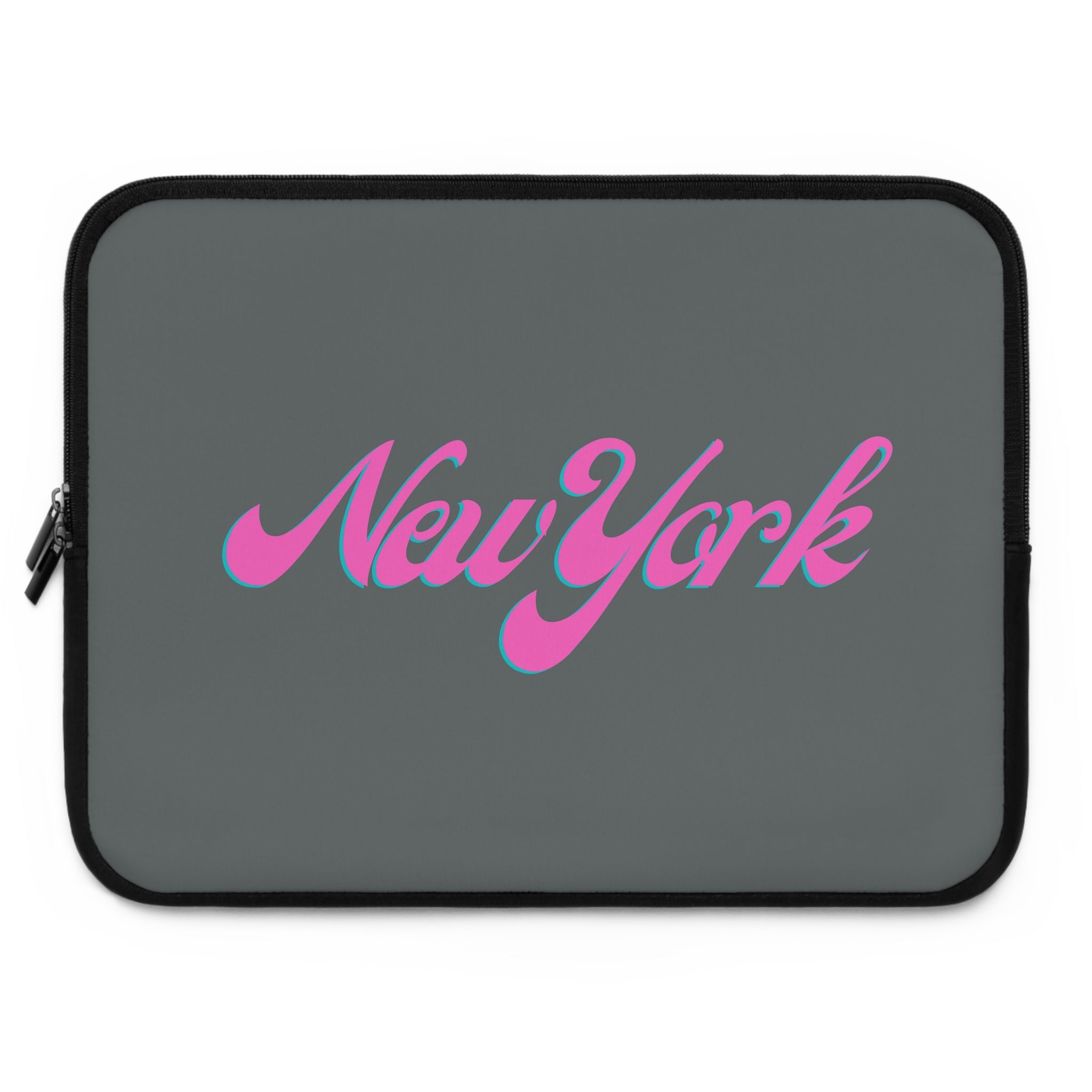 New York Pink Script Laptop Sleeve  Retro City Typography Sleeve