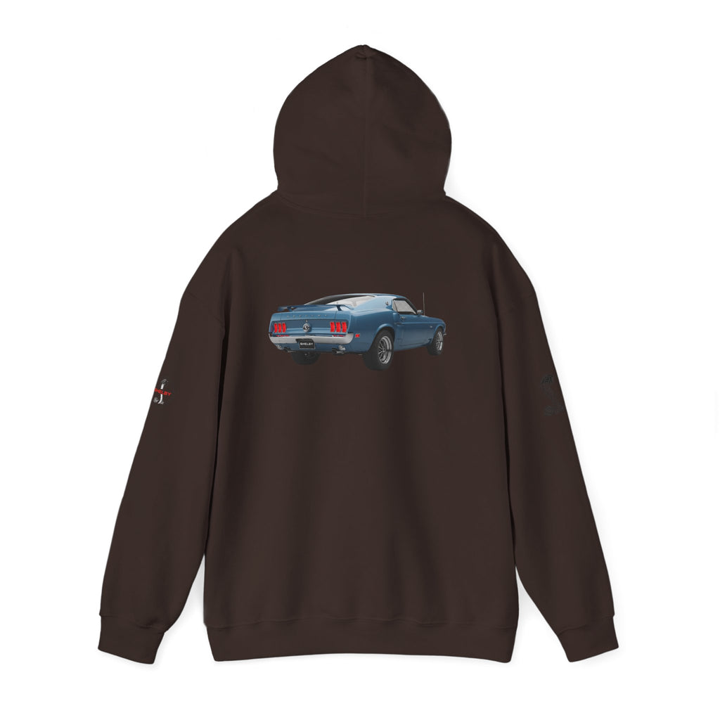 Classic Mustang Hoodie  Vintage Blue Pony Car Pullover