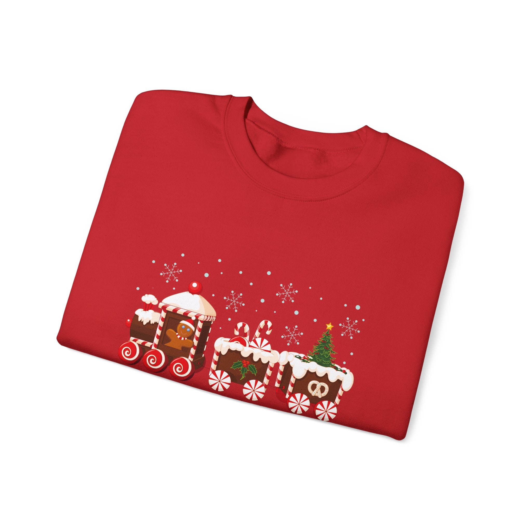 Gingerbread Train crewneck sweatshirt | Merry Christmas back print