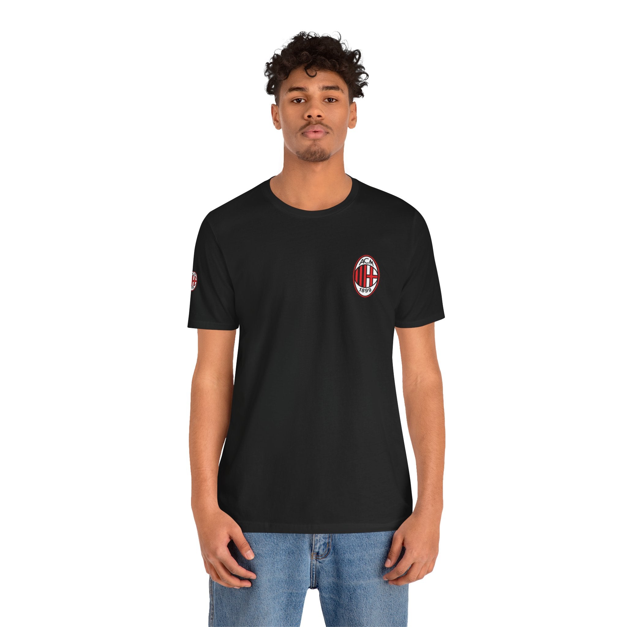 AC Milan Crest T-Shirt Minimal Soccer Tee with 'AC Milan' Back Print