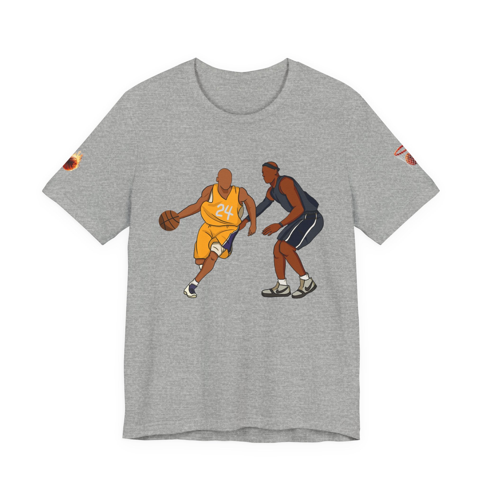 Basketball Players Tee Dribble Defender Court Illustration