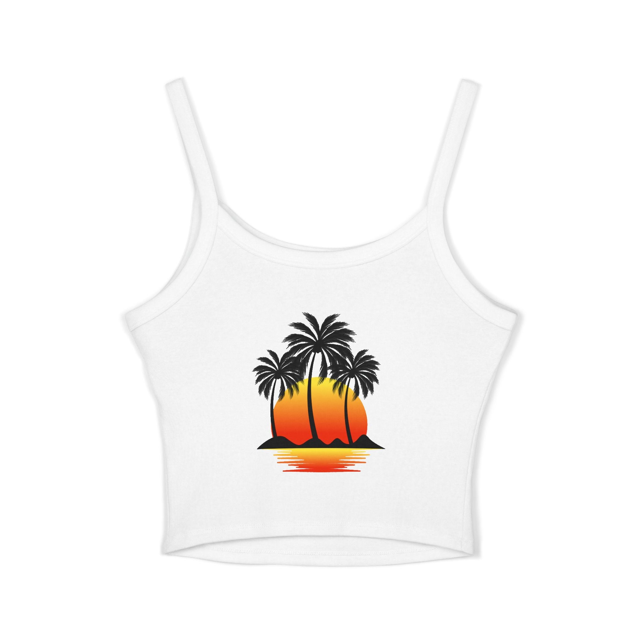 Spaghetti Strap Tank Tropical Starfish & Sunset Palm Island Graphic