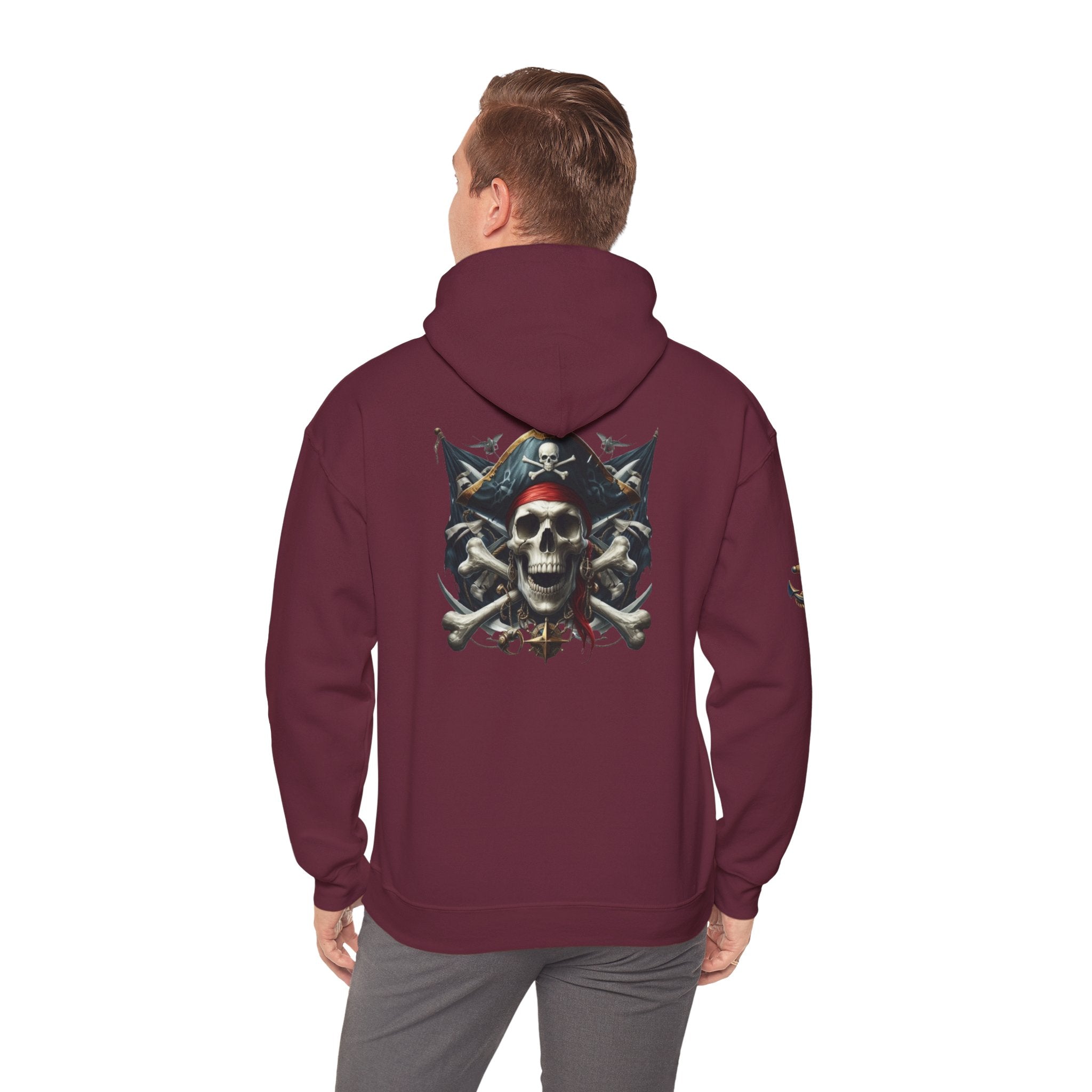 Pirate Skull Anchor Hoodie  Nautical Skull & Crossbones Pullover
