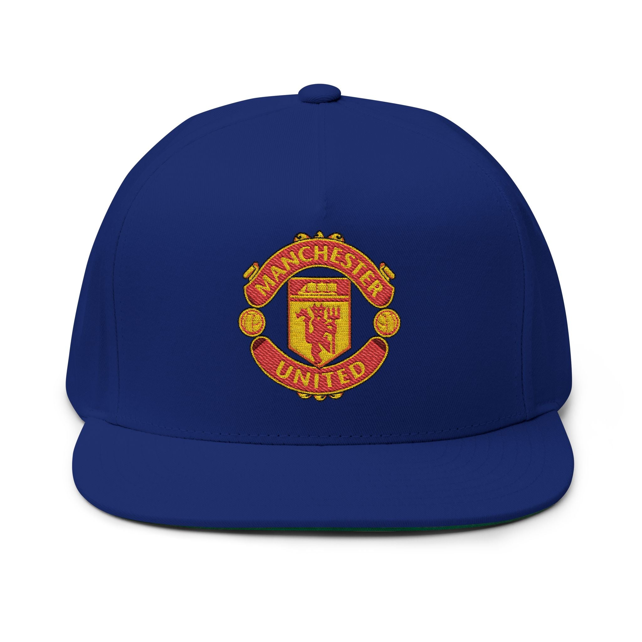 Embroidered Flat Bill Cap Manchester United Crest Snapback