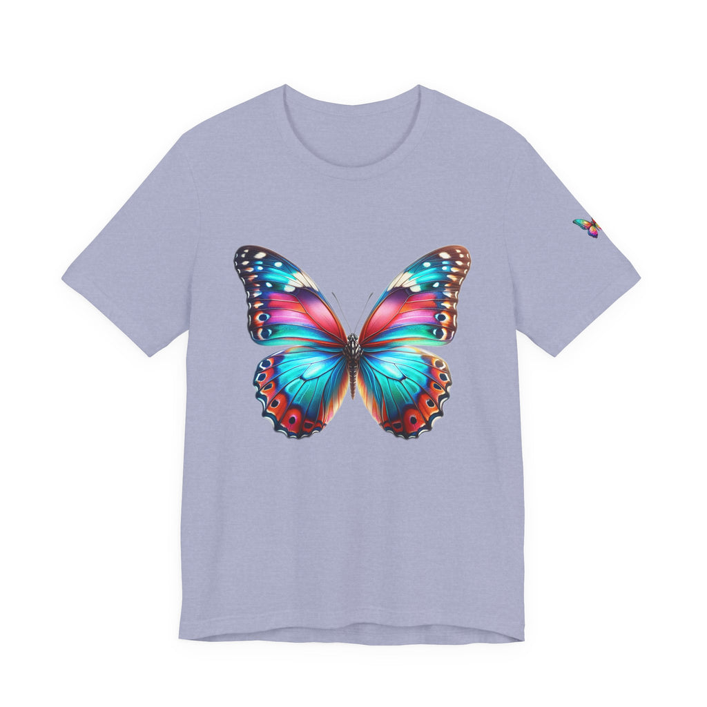 Vibrant Rainbow Butterfly Tee Colorful Monarch Wing Graphic