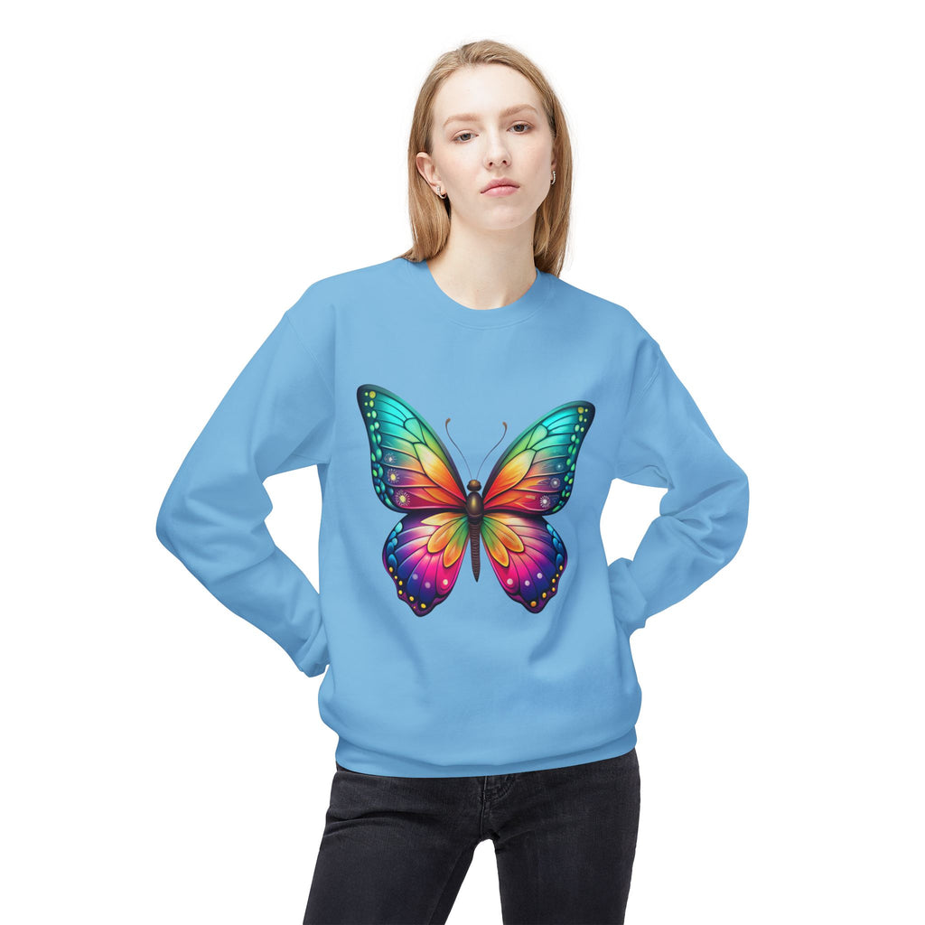 Rainbow Butterfly Sweatshirt Colorful Monarch Wing Graphic