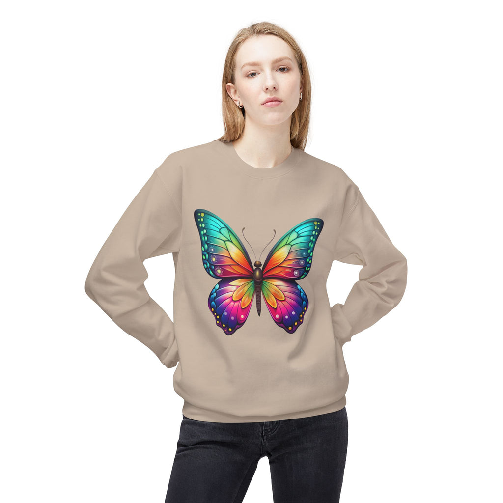 Rainbow Butterfly Sweatshirt Colorful Monarch Wing Graphic