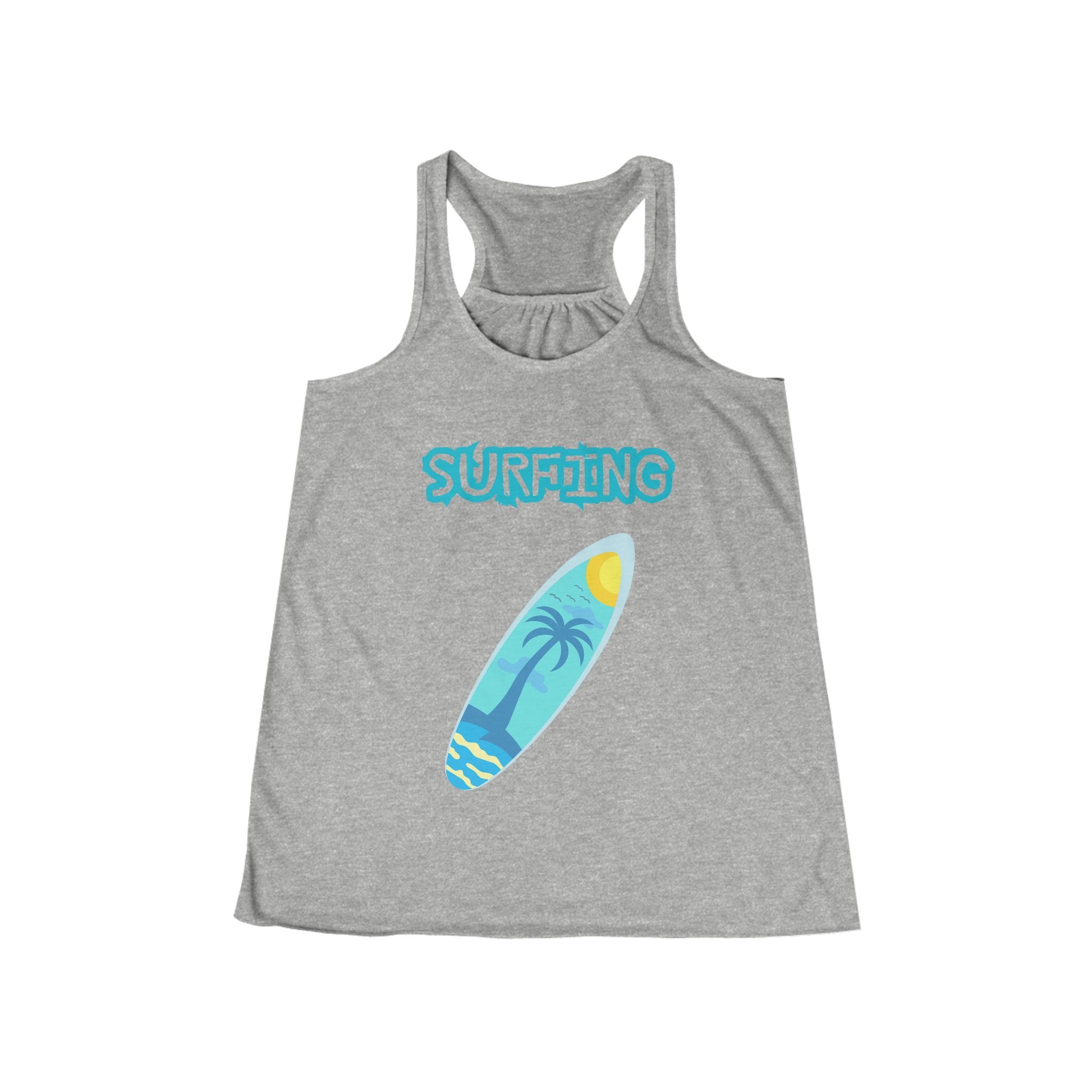Surfing Tank Top Women's Beach Racerback Tank with Surfboard Graphic