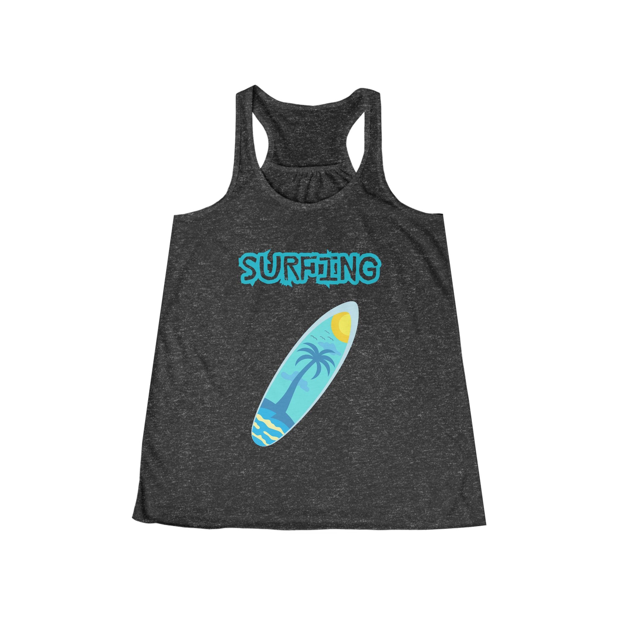 Surfing Tank Top Women's Beach Racerback Tank with Surfboard Graphic